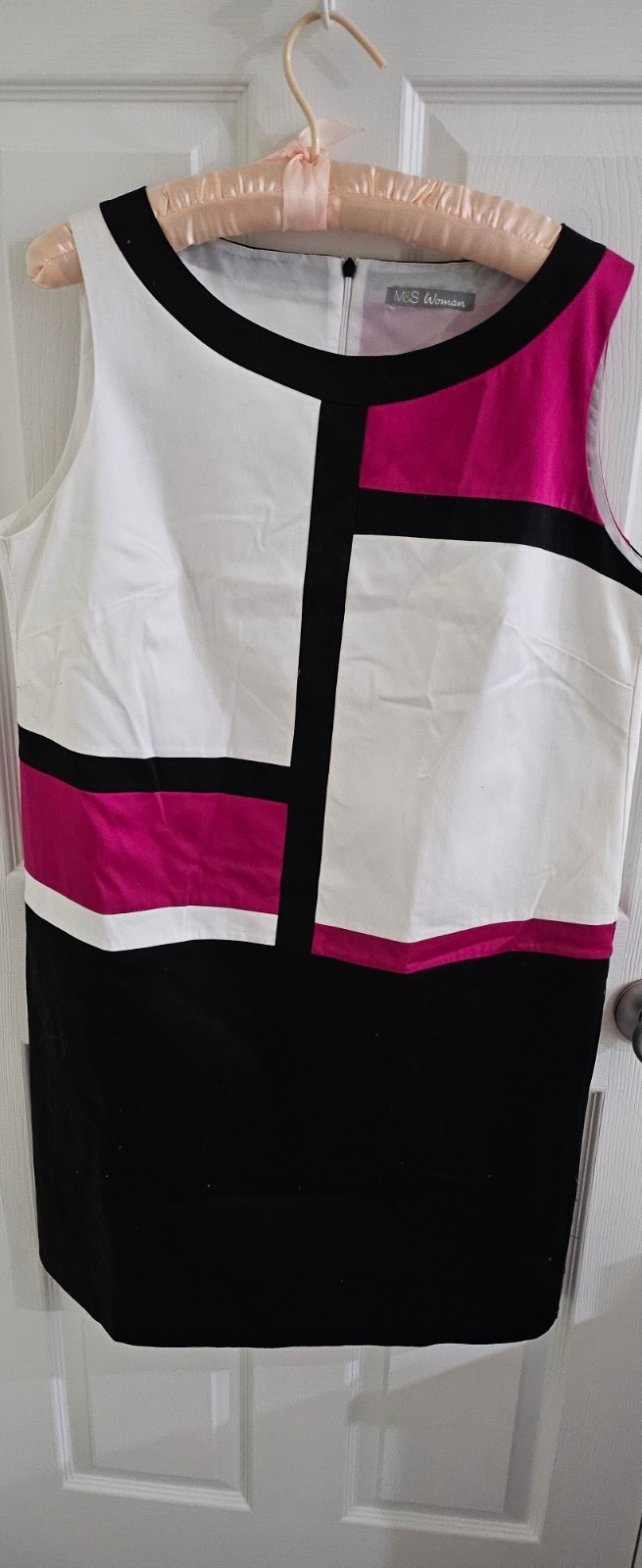 Womens Dress Marks & Spencer Size UK 16, Black/ White/Fuchsia, Fully Lined, New