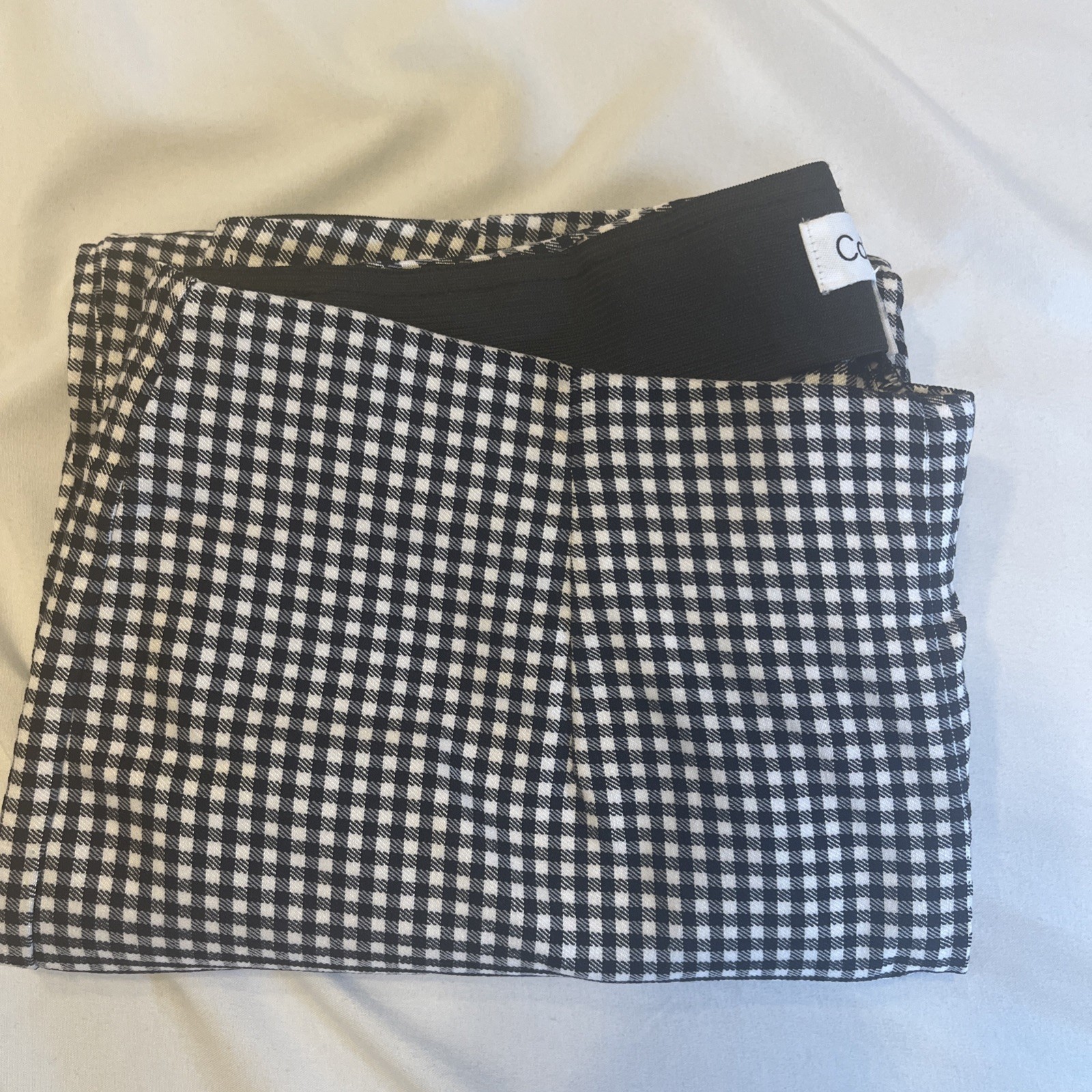 Calvin Klein Womens Pants Size 4 Black White Checker Stretch Career Slim Fit