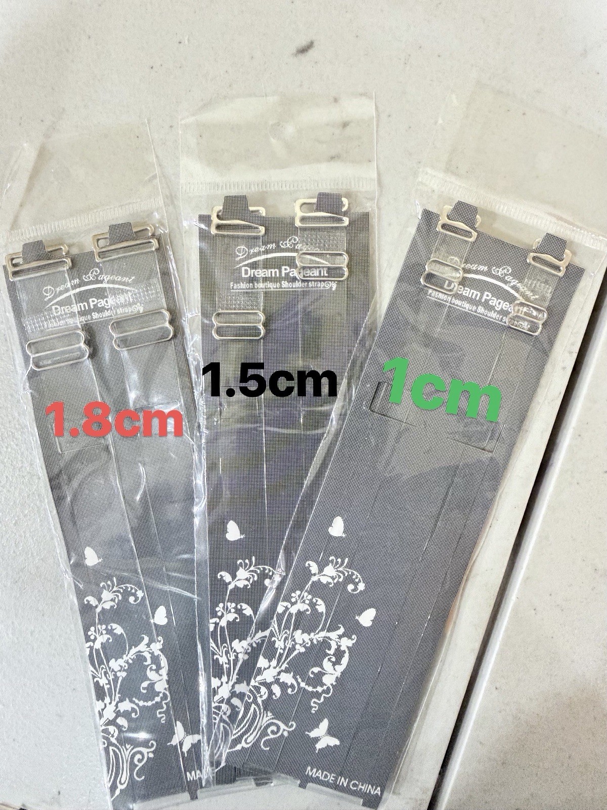 2 Pairs Clear Transparent Invisible Adjustable Shoulder Bra Straps, 1/1.5/1.8CM