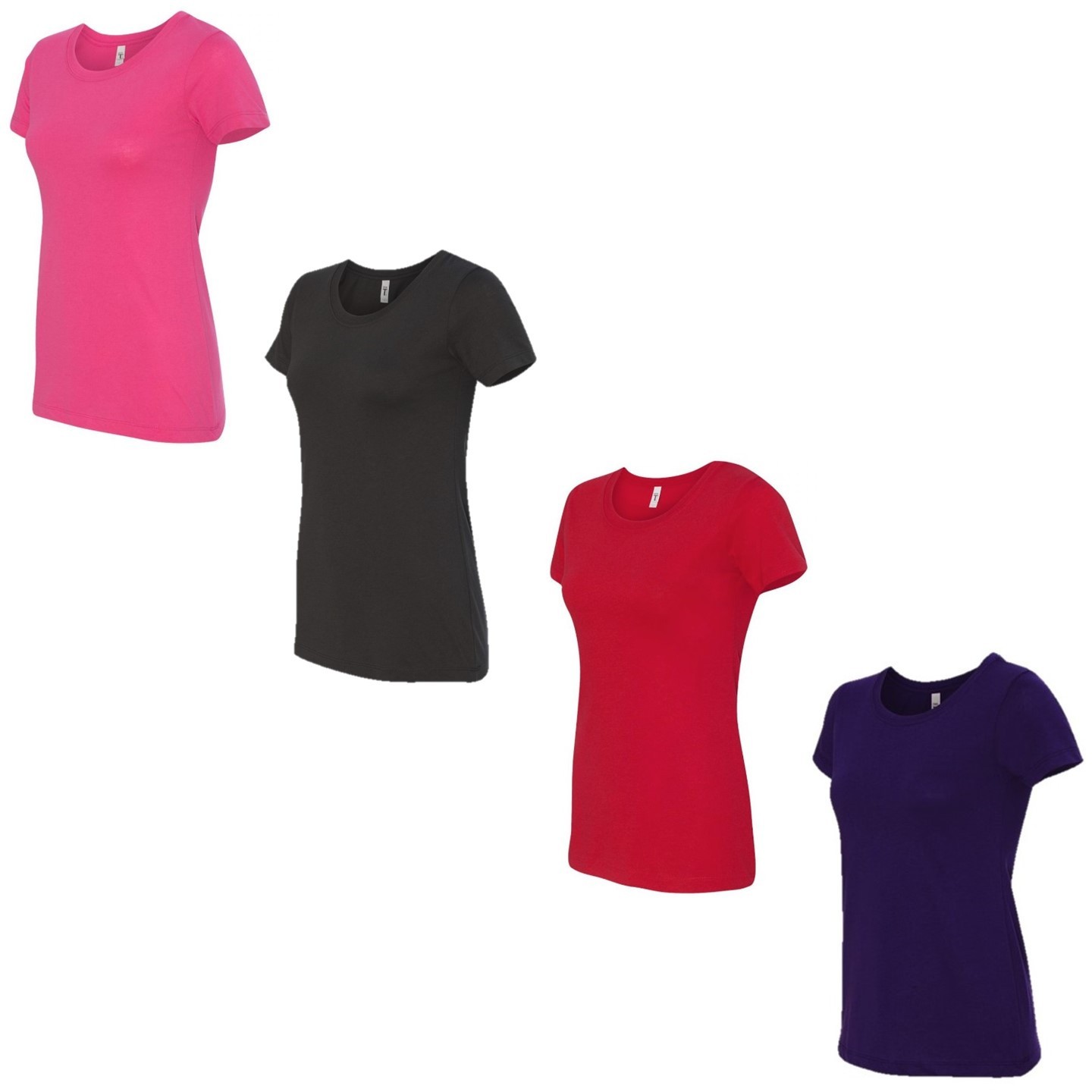 Women’s Basic Fitted T-Shirts Short Sleeves Cotton Assorted Color Plain Tees Set