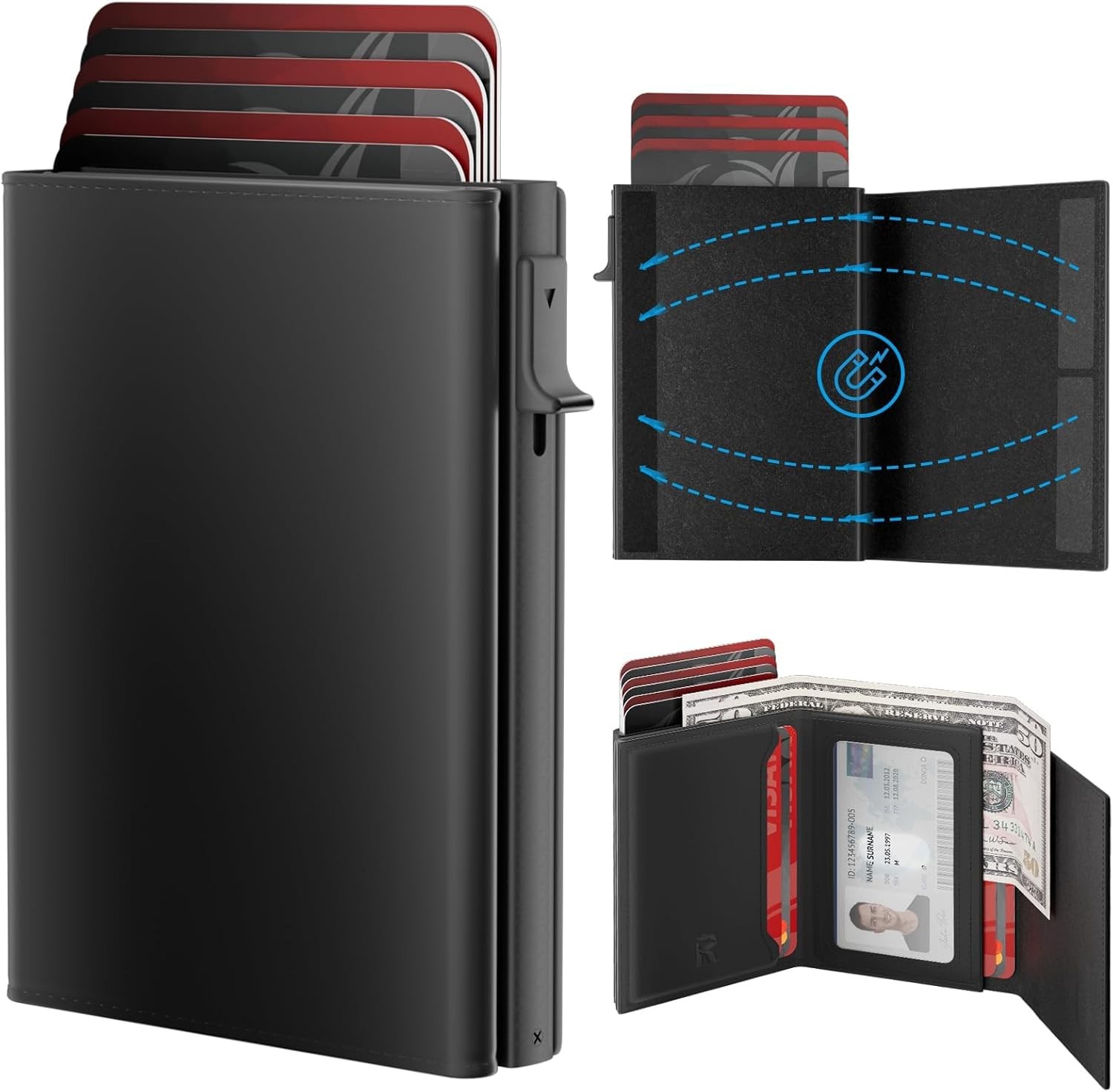 Mens Wallet Card Holder Slim Minimalist Wallet for Men Pop Up RFID Blocking