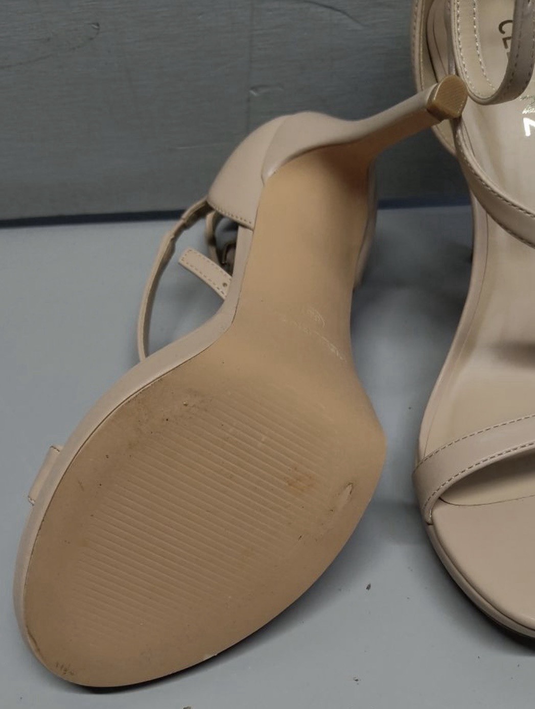 CELLENZ Women’s Beige Synthetic Strappy Ankle Strap Buckle Stiletto Heels 8.5