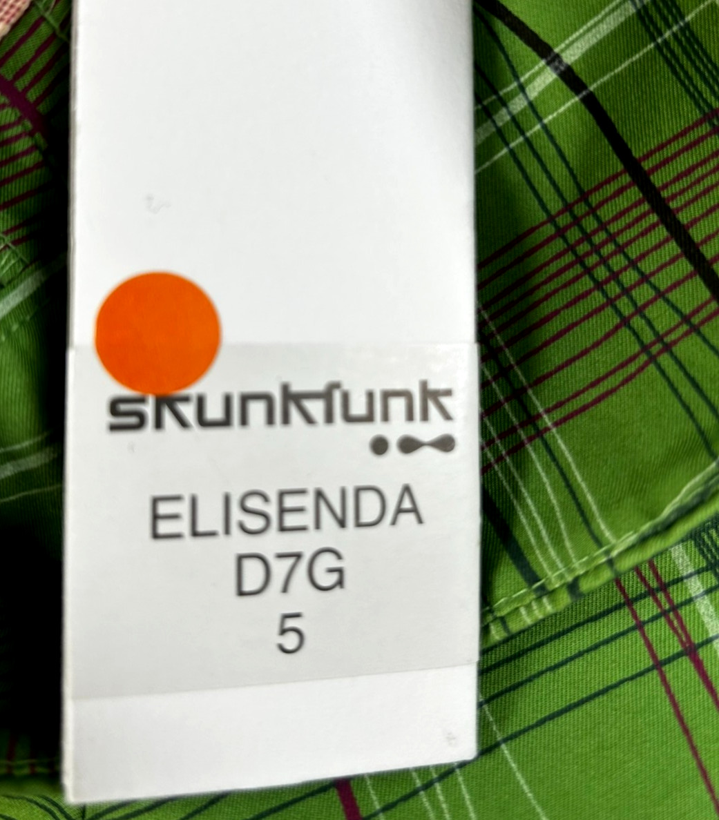 Skunk Funk Elisenda Womens Green Bermuda Plaid Knicker Pants Size 5 NWT Side Zip