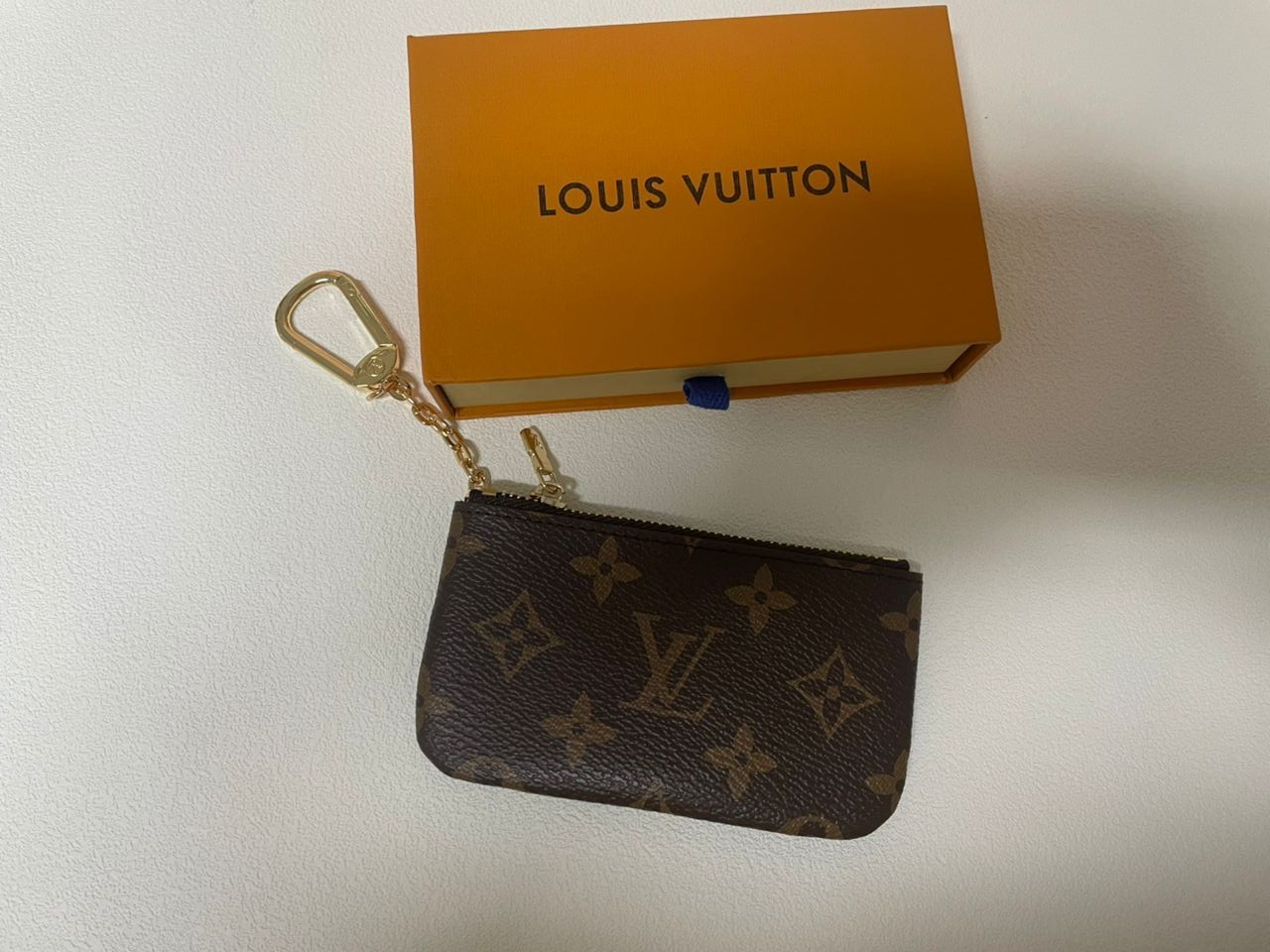 Authentic Louis Vuitton Monogram Key Pouch Pochette Cles Coin Purse W/Box & Bag