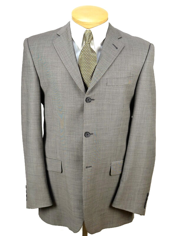 Burberry London Mens Three Button Sport Coat Size 40R Grey Wool Nailhead USA