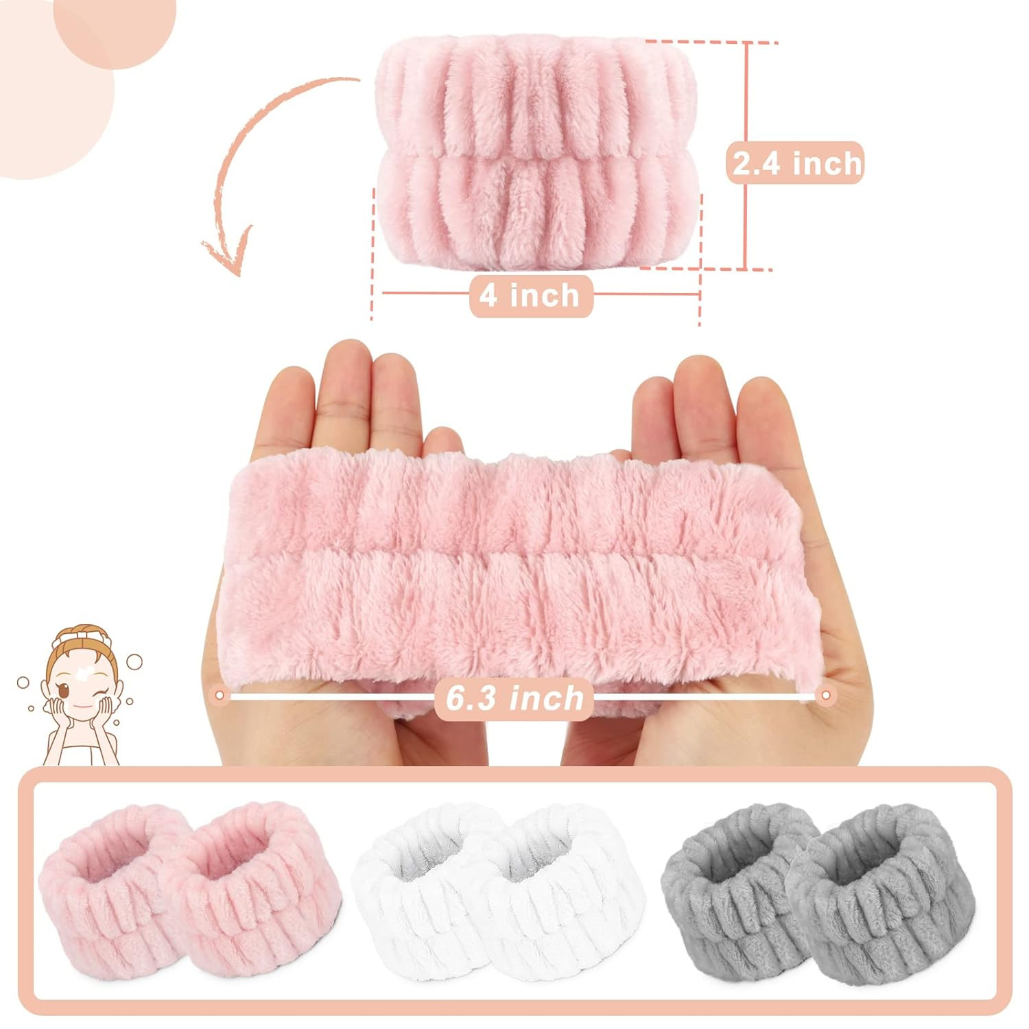 Microfiber Wrist Bands for Washing Face Absorbent Spa Face Wash Wristbands