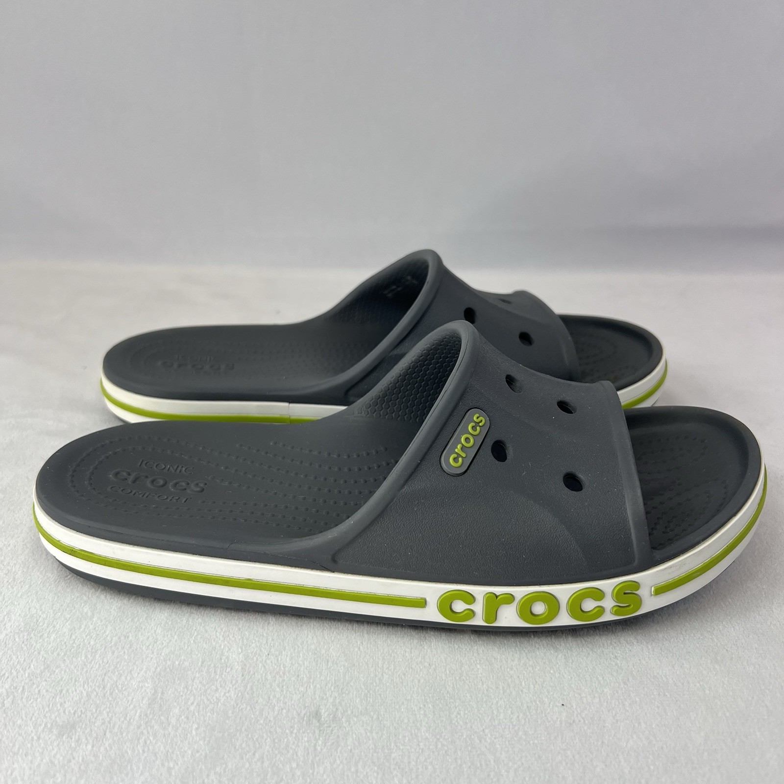 Crocs Size Mens 5/Women 7 Bayaband Iconic Comfort 205392 Unisex Gray Slides