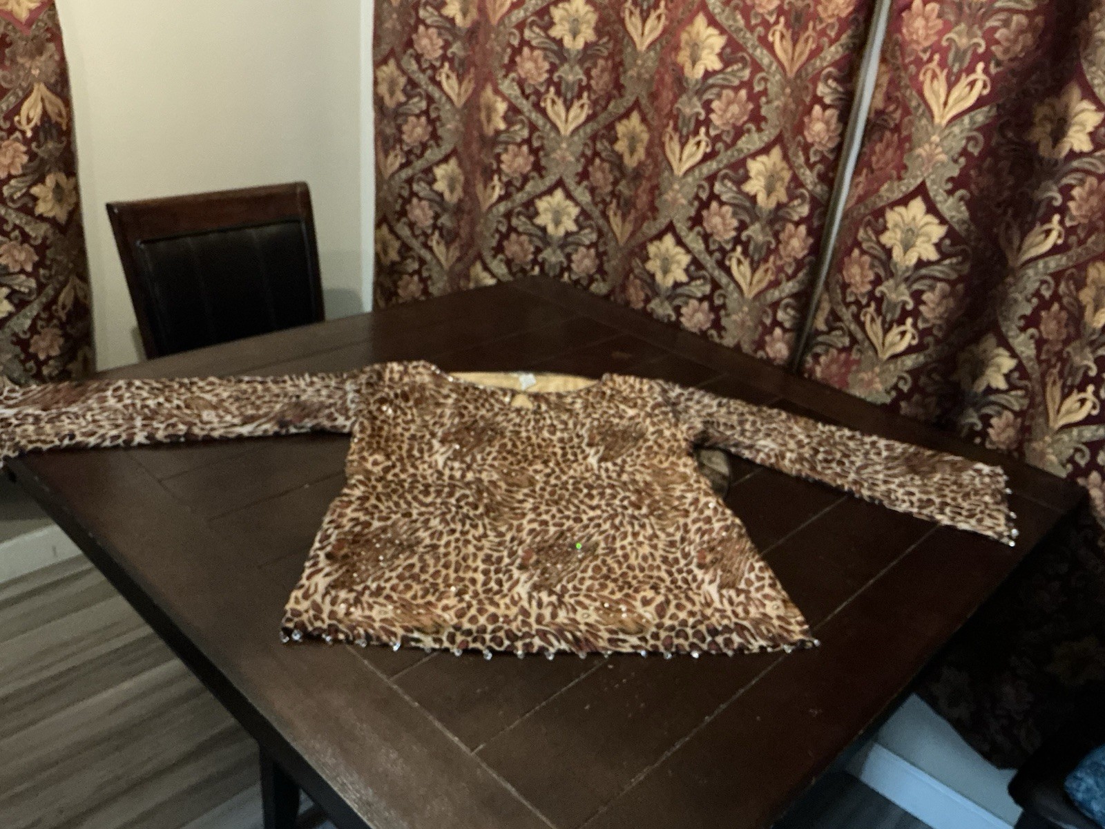 Polyester Chiffon Leopard Cheetah Indian Kurta Kurti Top, 28” Long, 48” Bust,