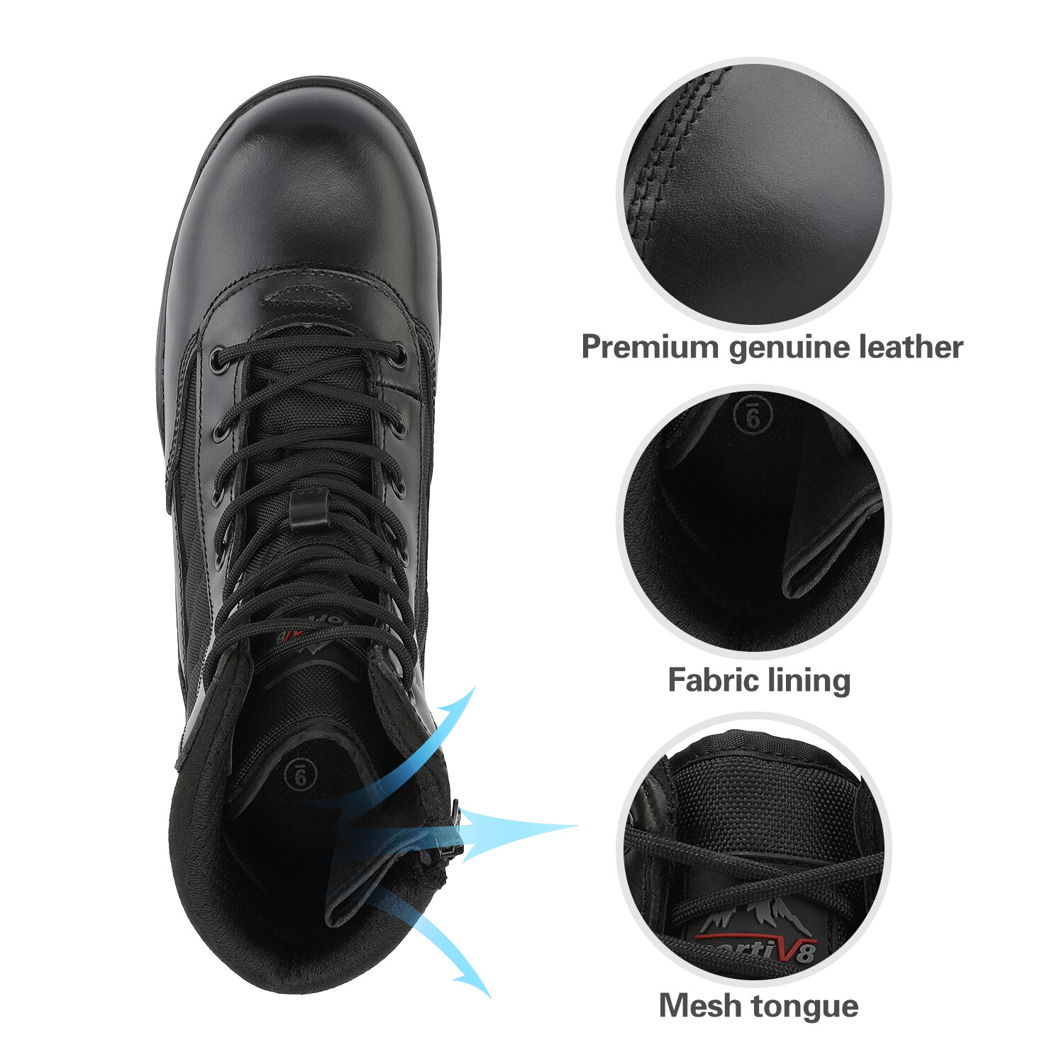 NORTIV 8 Men’s Military Tactical Work Boots Leather Motorcycle Combat Hiking
