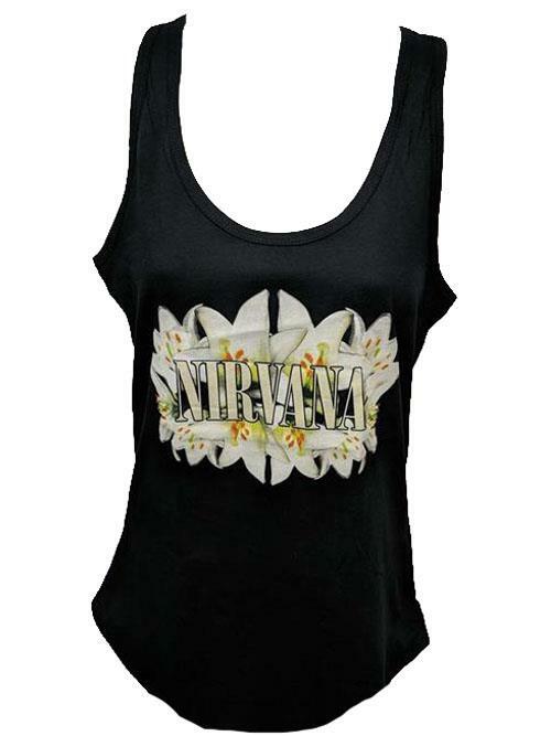 NEW Nirvana “Lilies” Womens Sizes S-M-L-XL-2XL Black Racer Back Tank Top Shirt