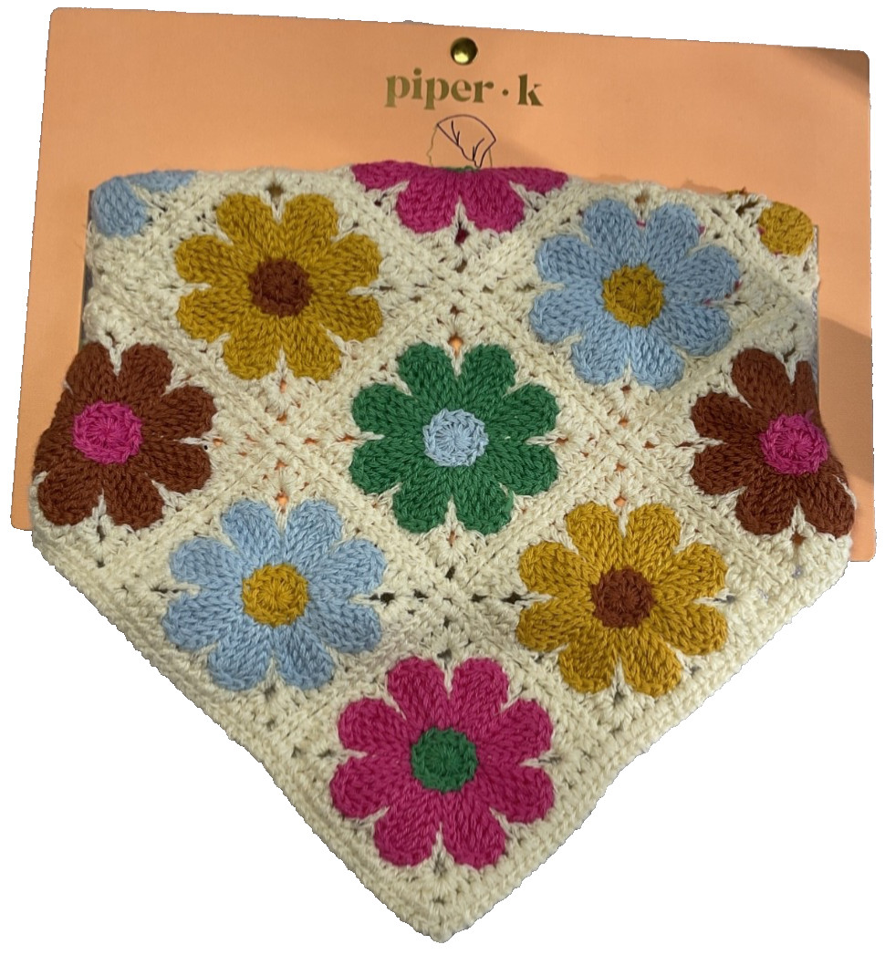 Piper K Crochet Head Scarf MOD FLOWERS 100% POLYESTER NIP