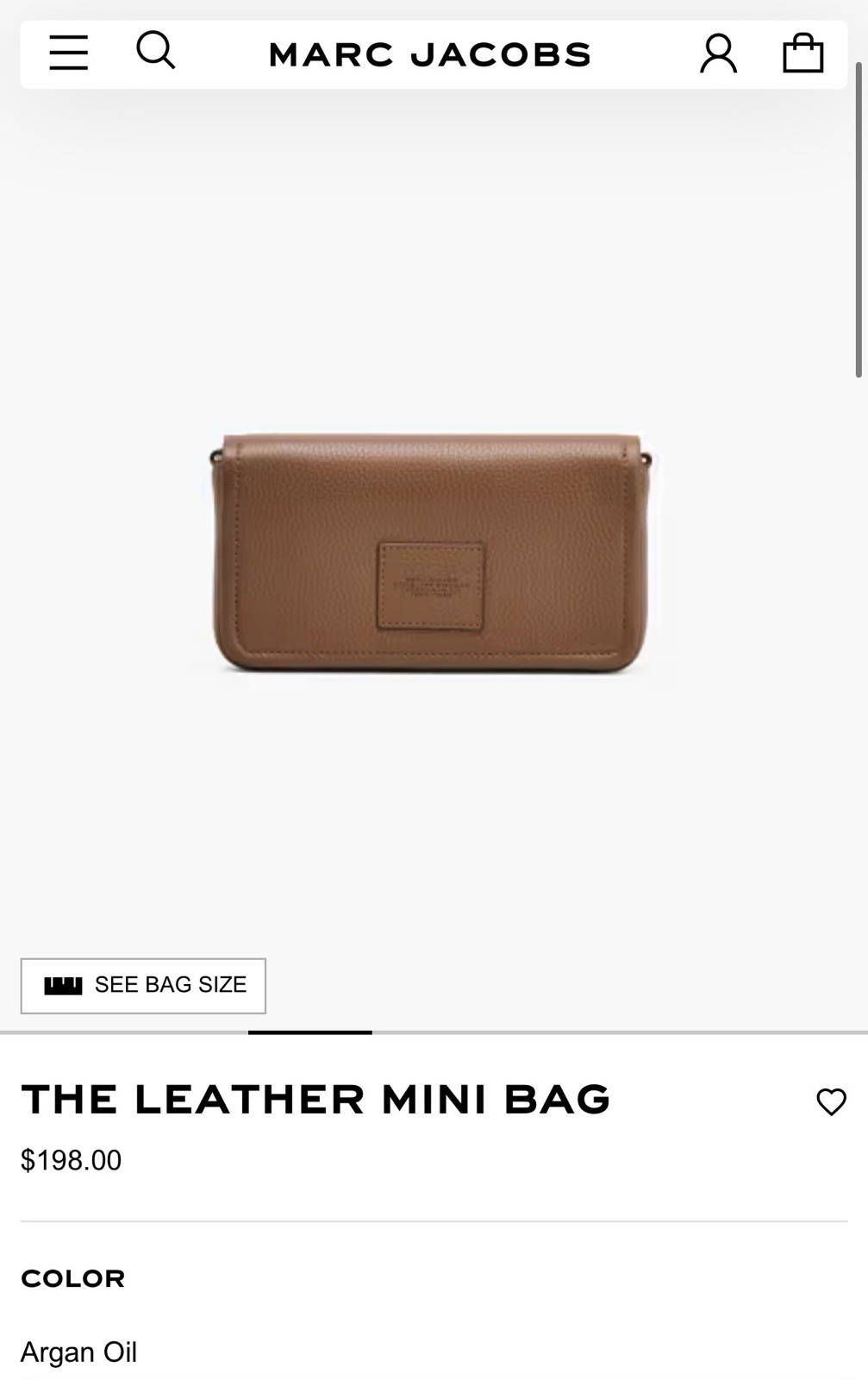 Marc Jacobs Mini Crossbody Bag Brown Pebbled Logo Gold HW Magnetic Closure
