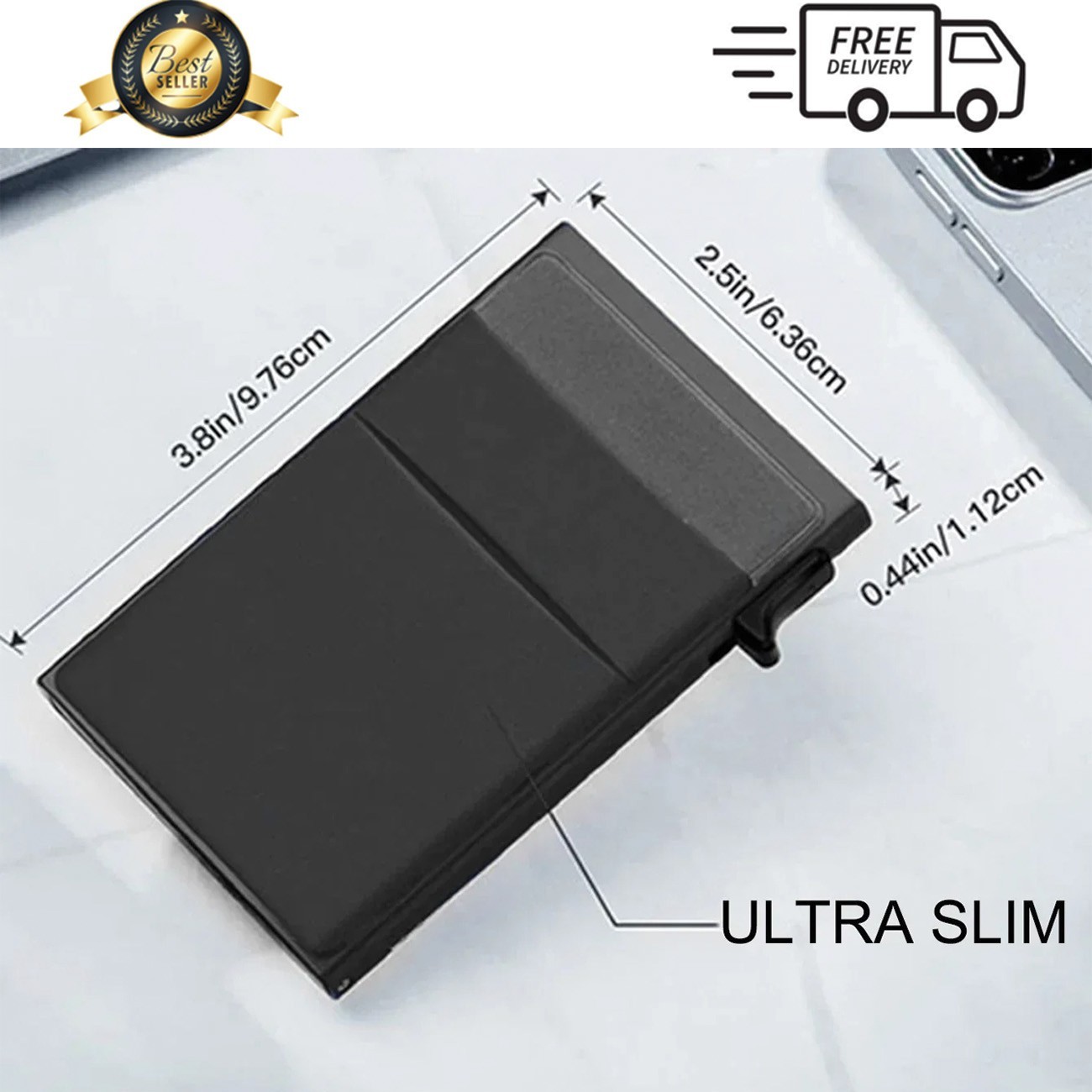 Mens RFID Blocking Wallet Slim Credit Card Holder Black Minimalist Auto Pop Up