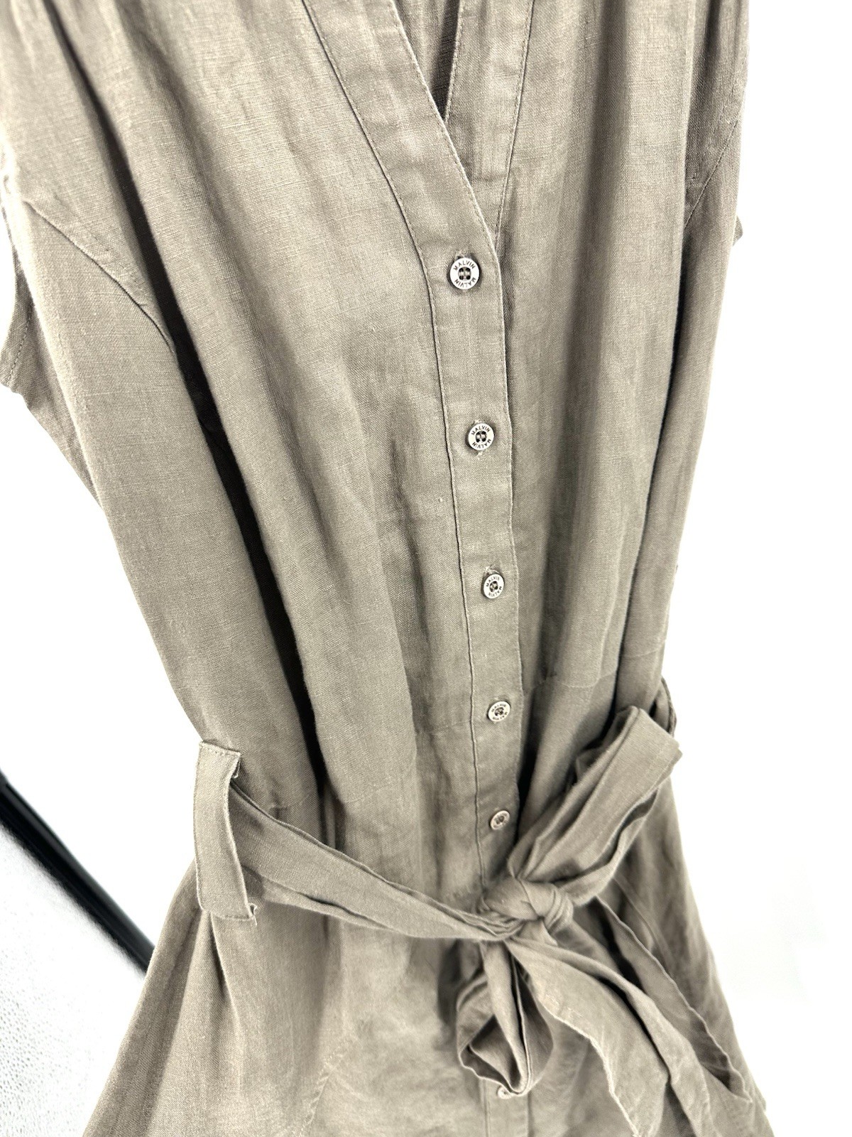 Malvin Linen Shirt Dress Womens 6 Coastal Button Down Capsule Minimalist Belted