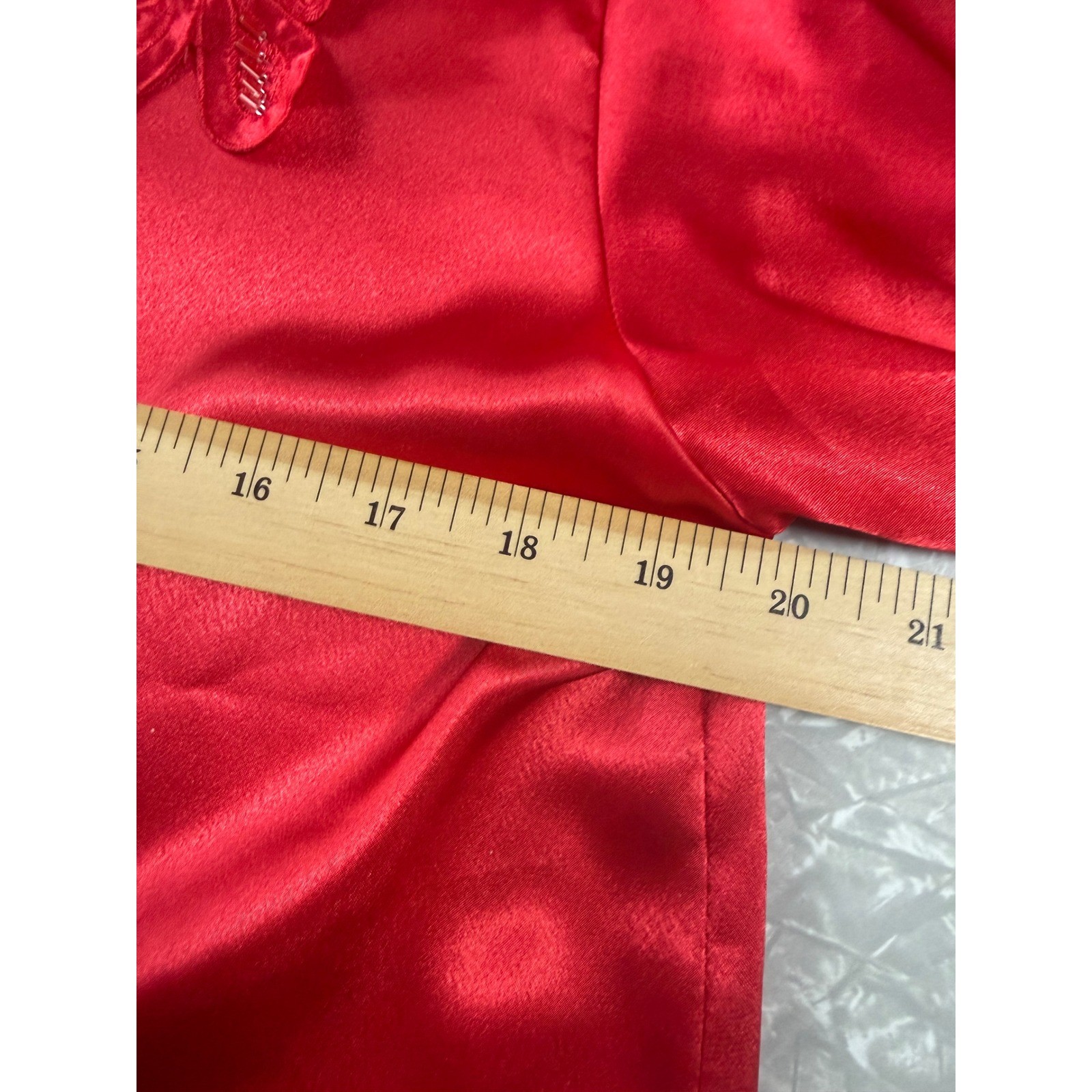 Voir Paris New York Red Satin Beaded Lace Blouse Vintage M Victorian Coquette