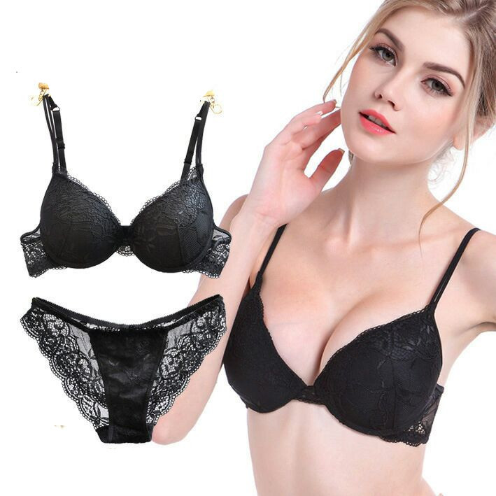 Floral Embroidery Underwire Bra Lot Push Up Padded Enhancer Bra Set Panties AB C