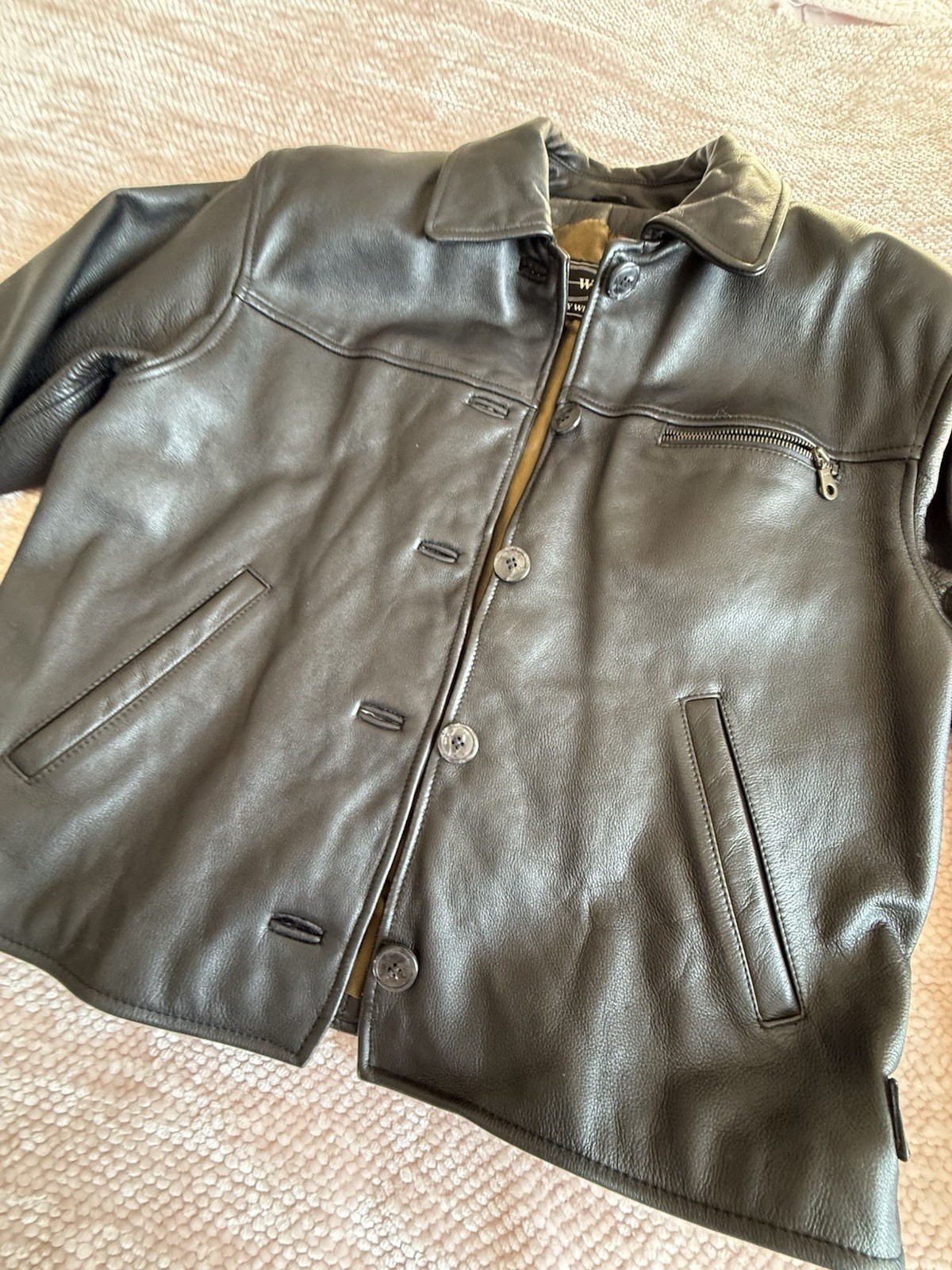 Vintage Tannery West Womens Black Leather Jacket Belt Size XS Biker Moto