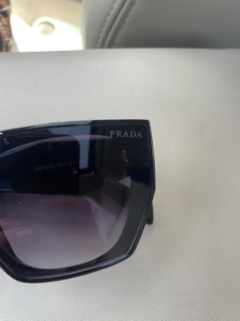 PRADA PR18WS Oversized Geometric Black Gradient Gray Sunglasses Women Designer
