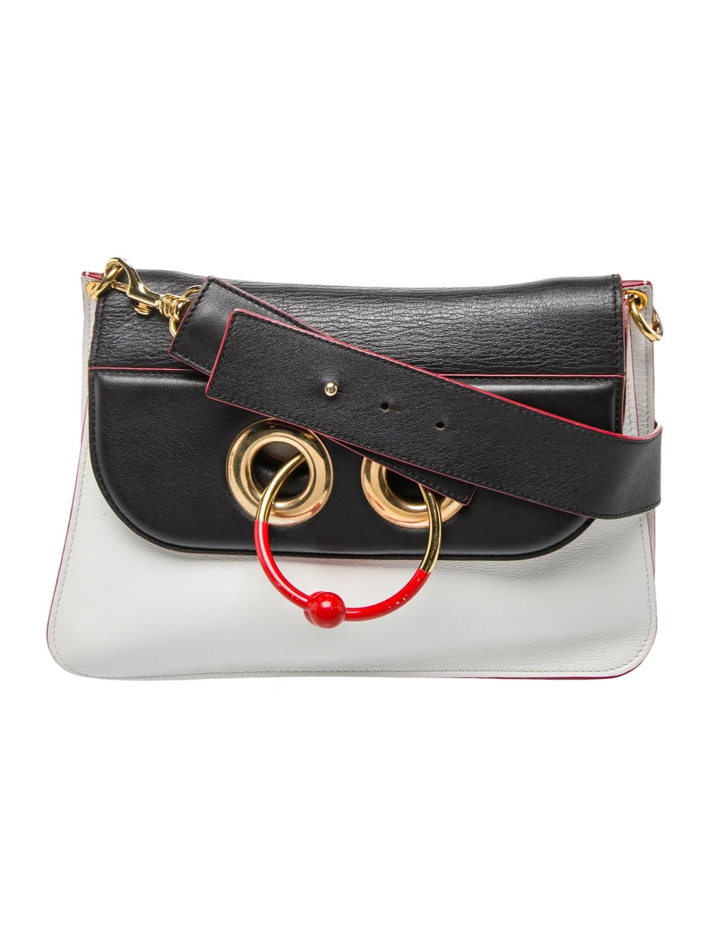 JW Anderson Medium Pierce Bag – Tri-Color Black, White & Red Leather Bag