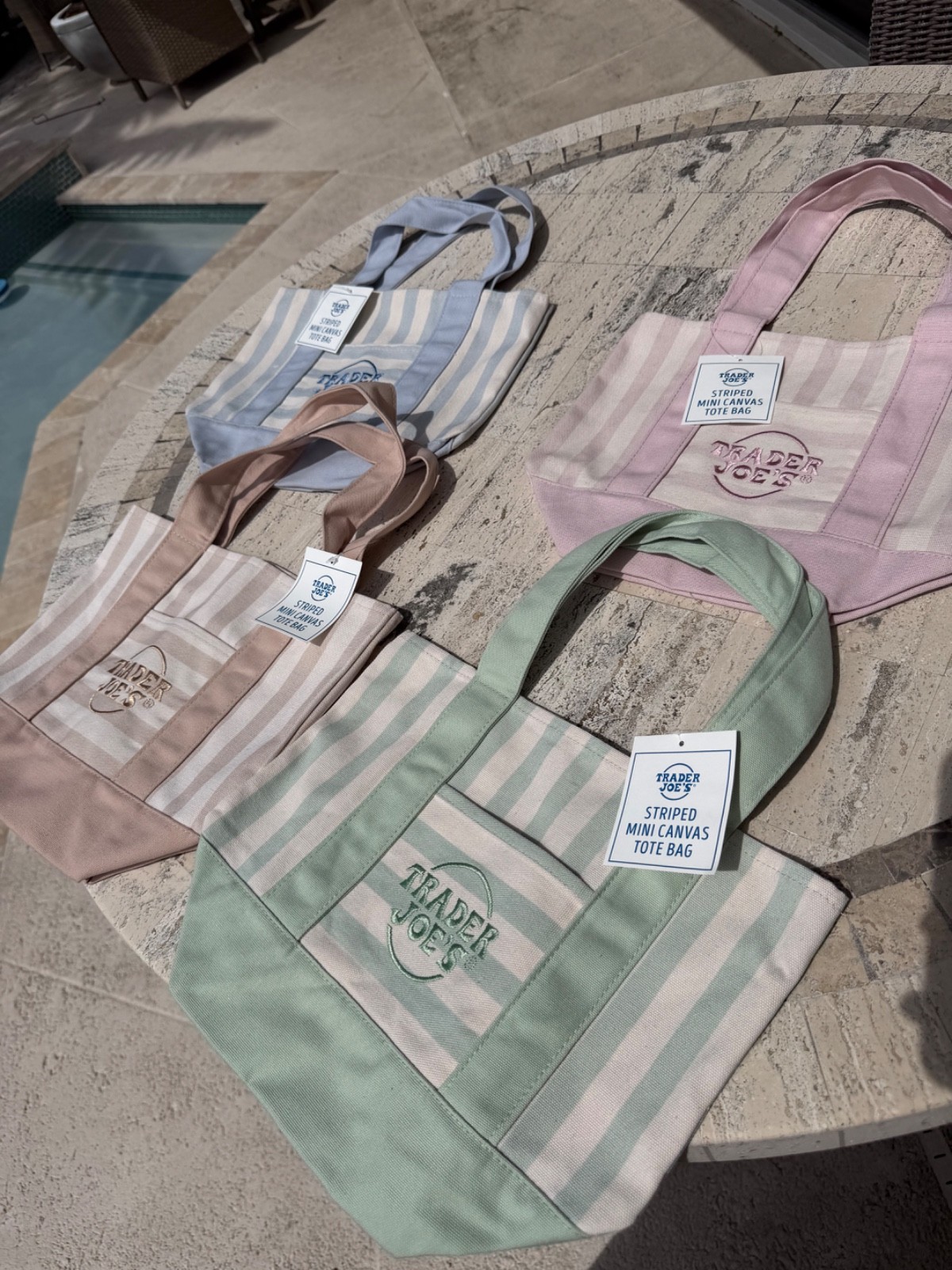 ALL 4 Limited Summer Edition Trader Joe’s mini canvas tote bag SET OF 4