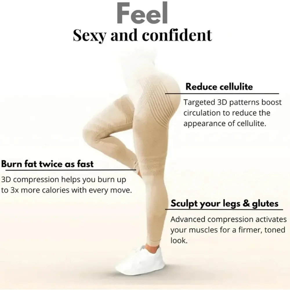 Slimove Cellulite 3D Leggings, High Waisted Butt Lifting Tummy Training Control