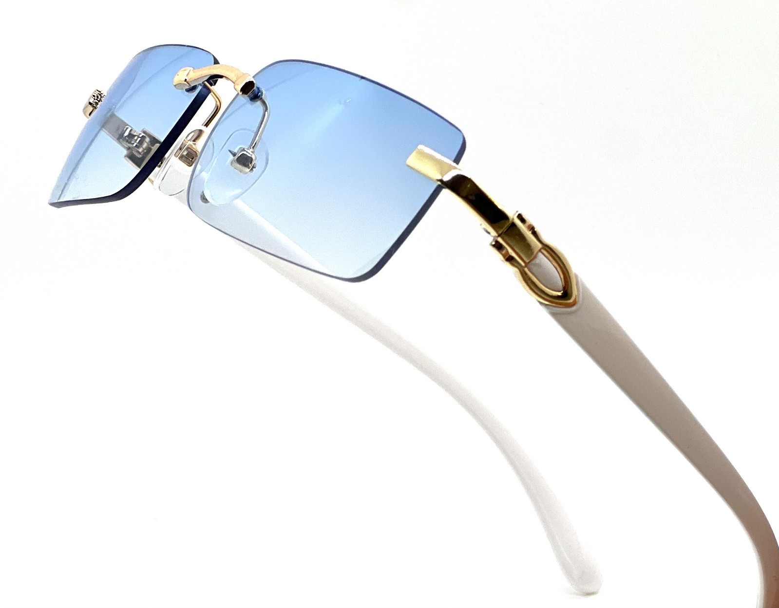 Mens Classy Style Wood Buff Retro 90s Hip Hop Rapper Gangster Rimless Sunglasses
