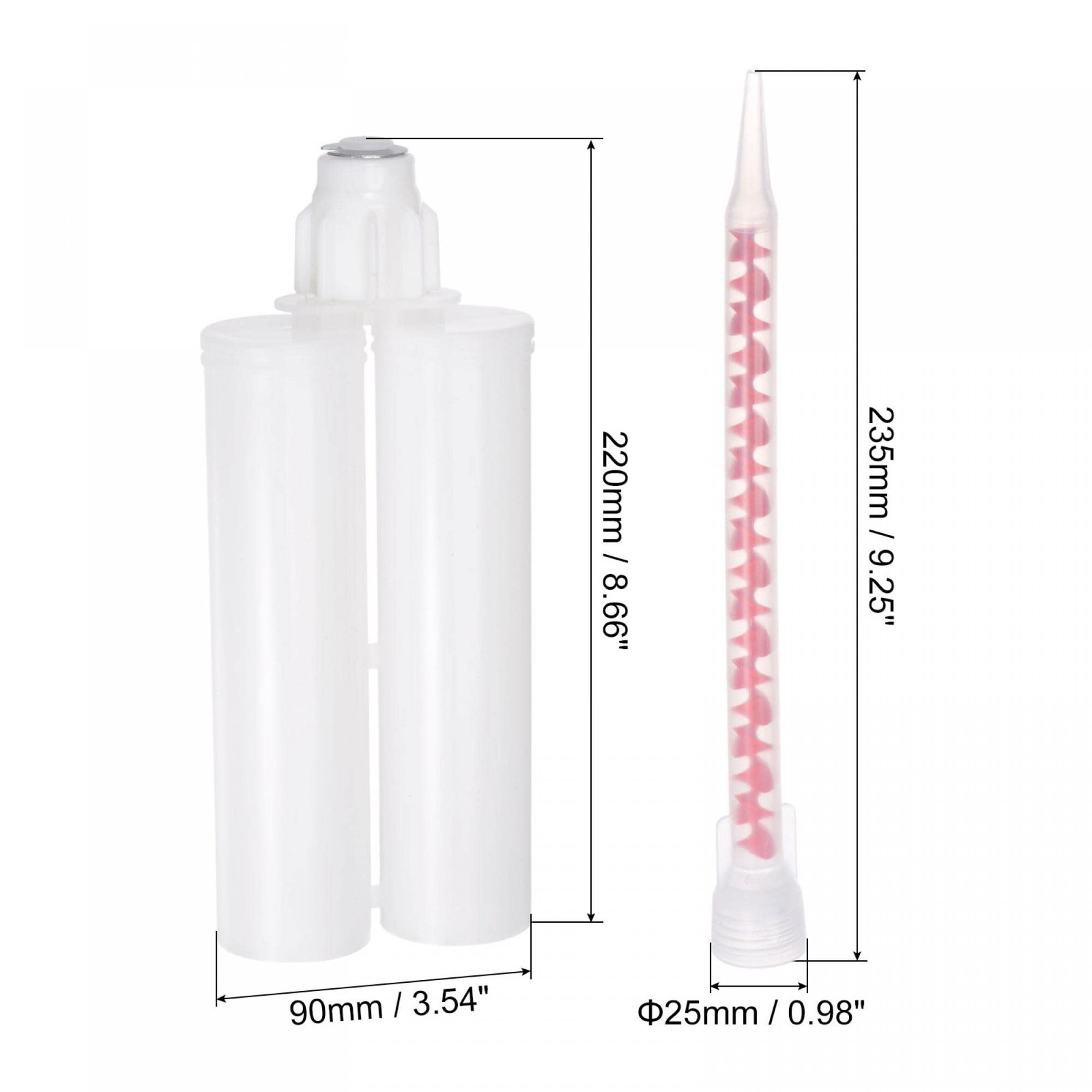 uxcell 2Pcs Epoxy Gun Adhesive Cartridge, Plastic Resin Mixer Dual Glue White