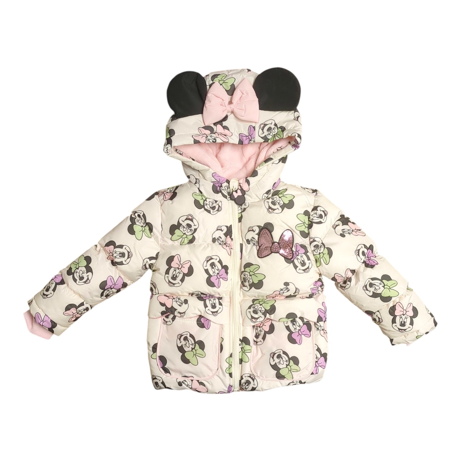 Disney Minnie Mouse Toddler Girls Cozy Sherpa Lined Puffer Jacket many size