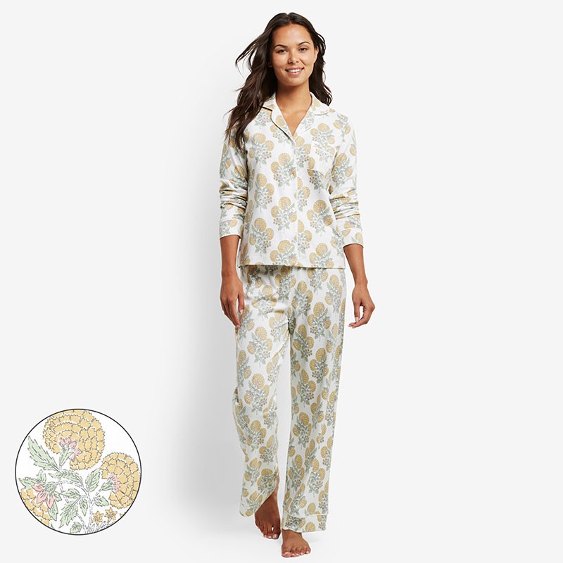 Printed Pima Cotton Women’s Button-Down Pajama Set