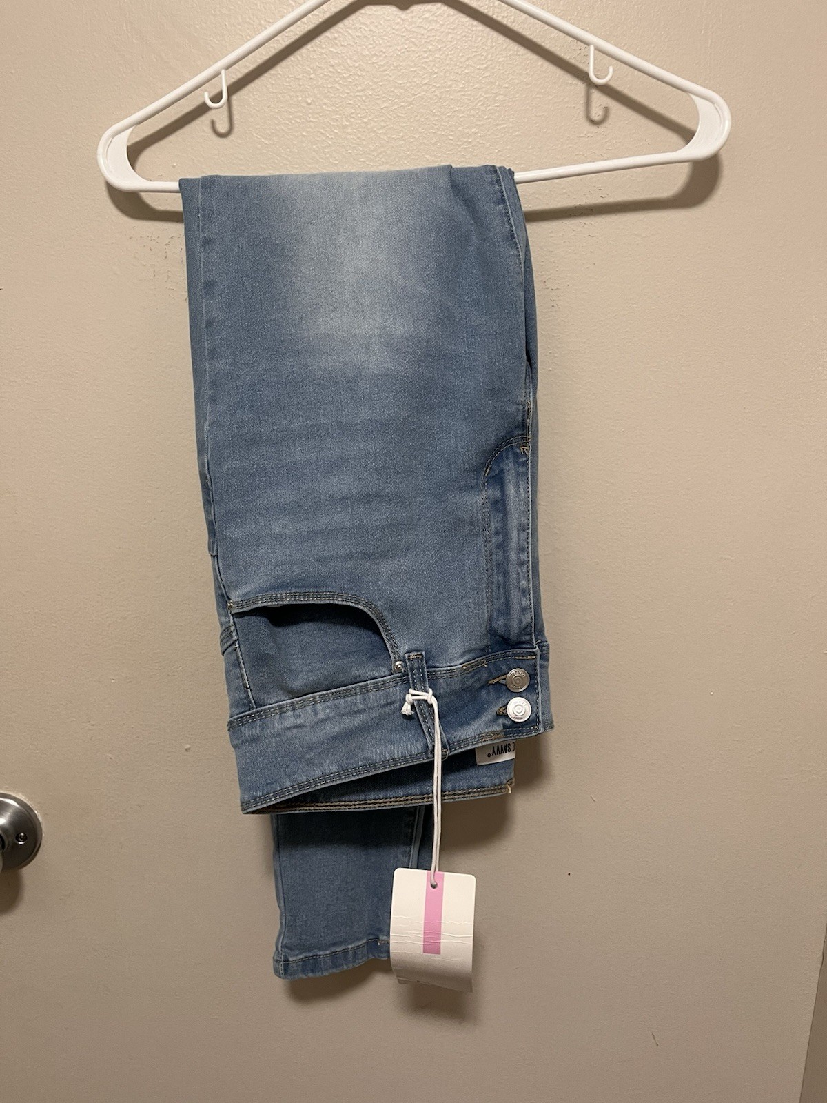 Blue Savvy Women’s Light Wash Skinny Jeans Size 14 Stretch Mid Rise 5-Pocket