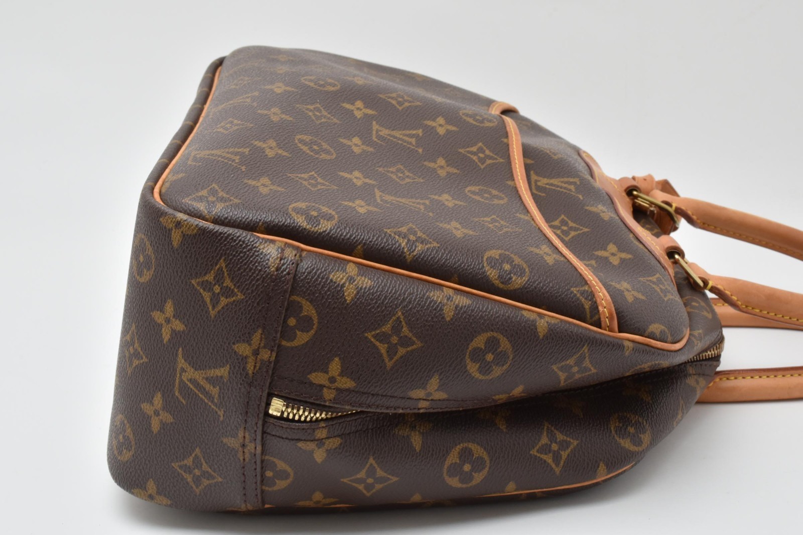 LOUIS VUITTON LV Logo Deauville Hand Bag Tote Bag Monogram Leather Brown M47270