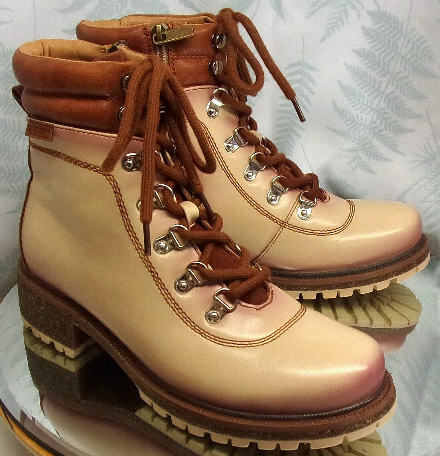 PATRIZIA EXPEDITION PINK BROWN ANKLE BOOTIES FASHION SHOES WOMENS SZ 8.5 EU 39
