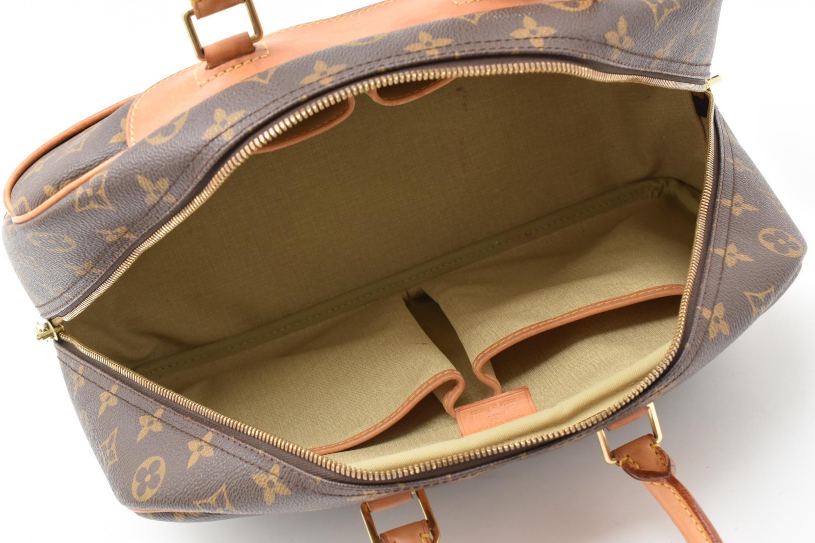 LOUIS VUITTON LV Logo Deauville Hand Bag Tote Bag Monogram Leather Brown M47270