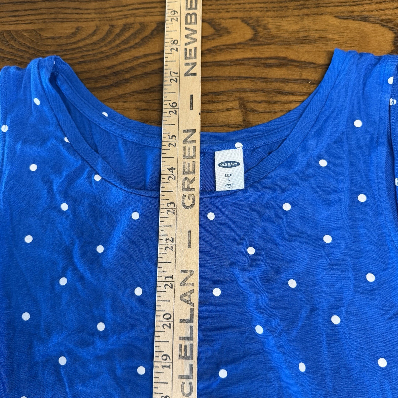 Old Navy Women Royal Blue With White Polka Dots Round Neckline Sleeveless ShirtL