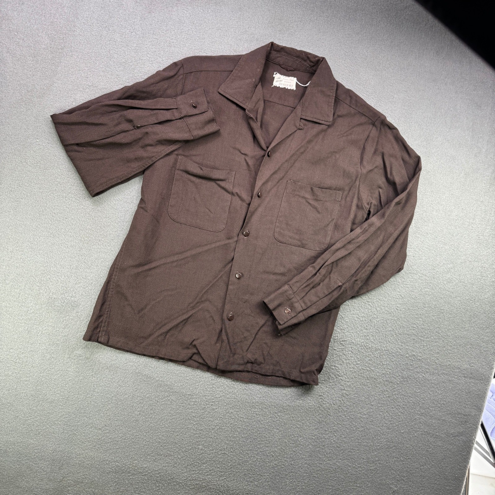 Rare Vintage Jack Frost Shirt Men M Brown Loop Collar Utah Woolen Mills 50s VTG