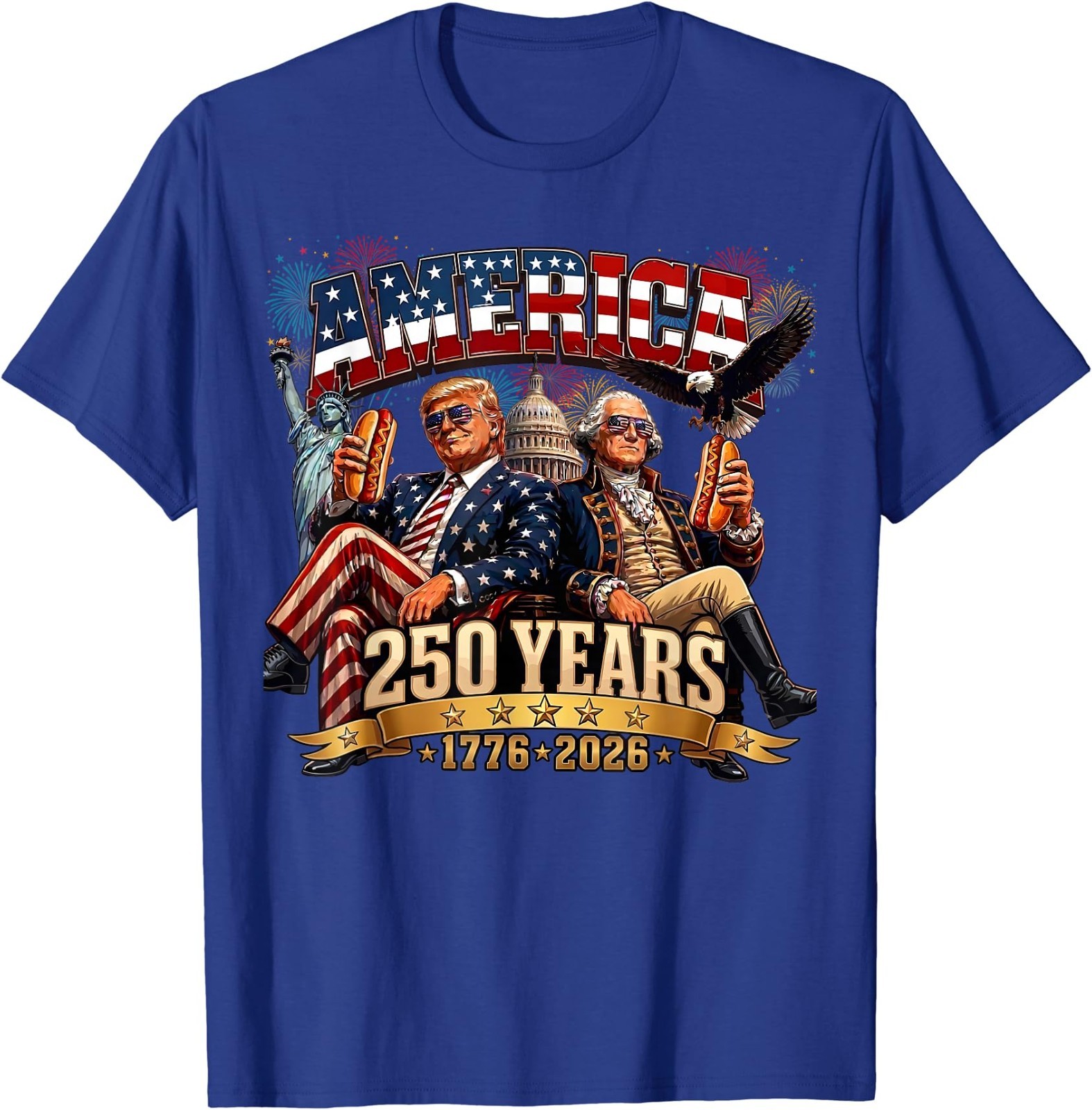 250 Years America Anniversary 250th Trump Washington Vintage T-Shirt