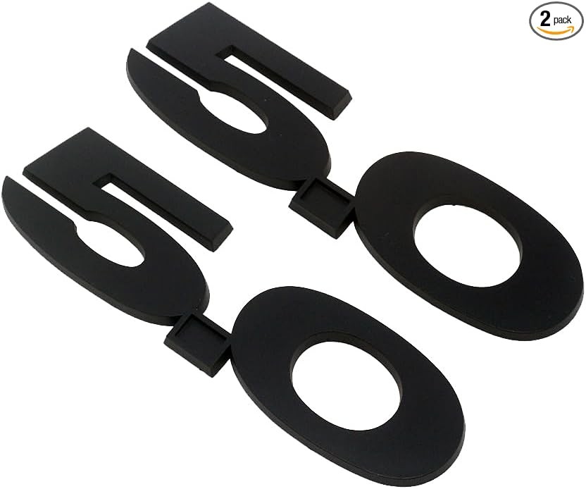 2Pc 2011-2014 5.0 Liter Emblem Driver & Passenger Side Badg Color: Matte Black
