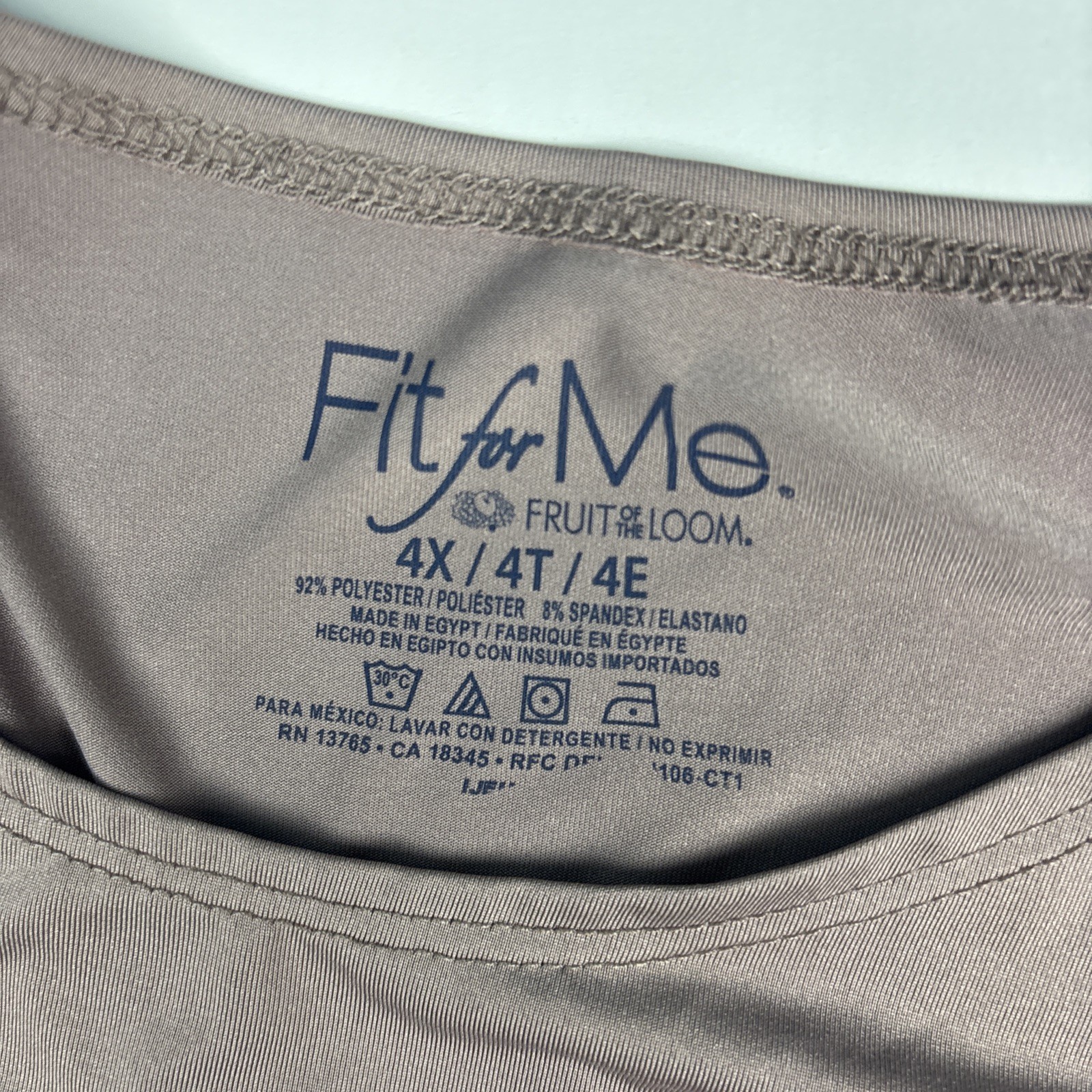 Fit for Me Fruit of the Loom Women 4x Tank Top Brown Solid Polyester Spandex