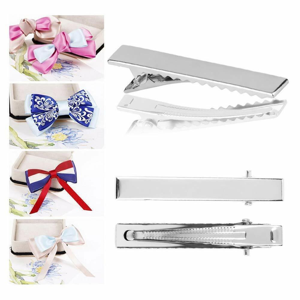 100/200/300x Silver Single Prong Alligator Metal Clips 1.75″ Hair Bow Clips Bulk