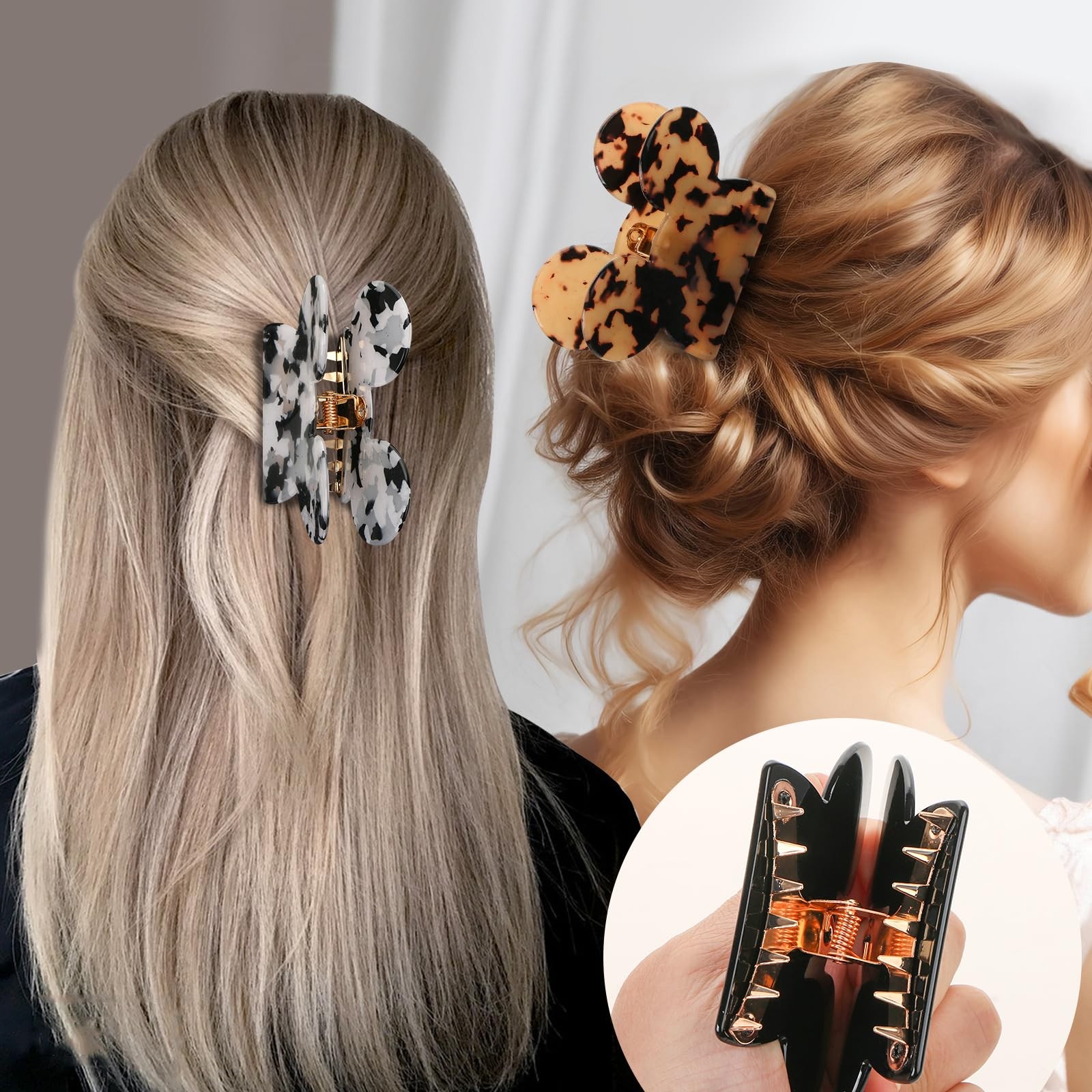 3Pcs Mouse Head Hair Claw Clips, BENOSPACE Acrylic Lady Bear Clips for…