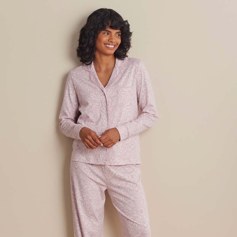 Printed Pima Cotton Women’s Button-Down Pajama Set