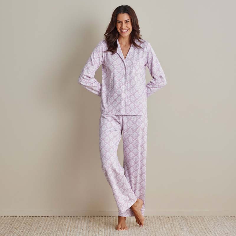 Printed Pima Cotton Women’s Button-Down Pajama Set