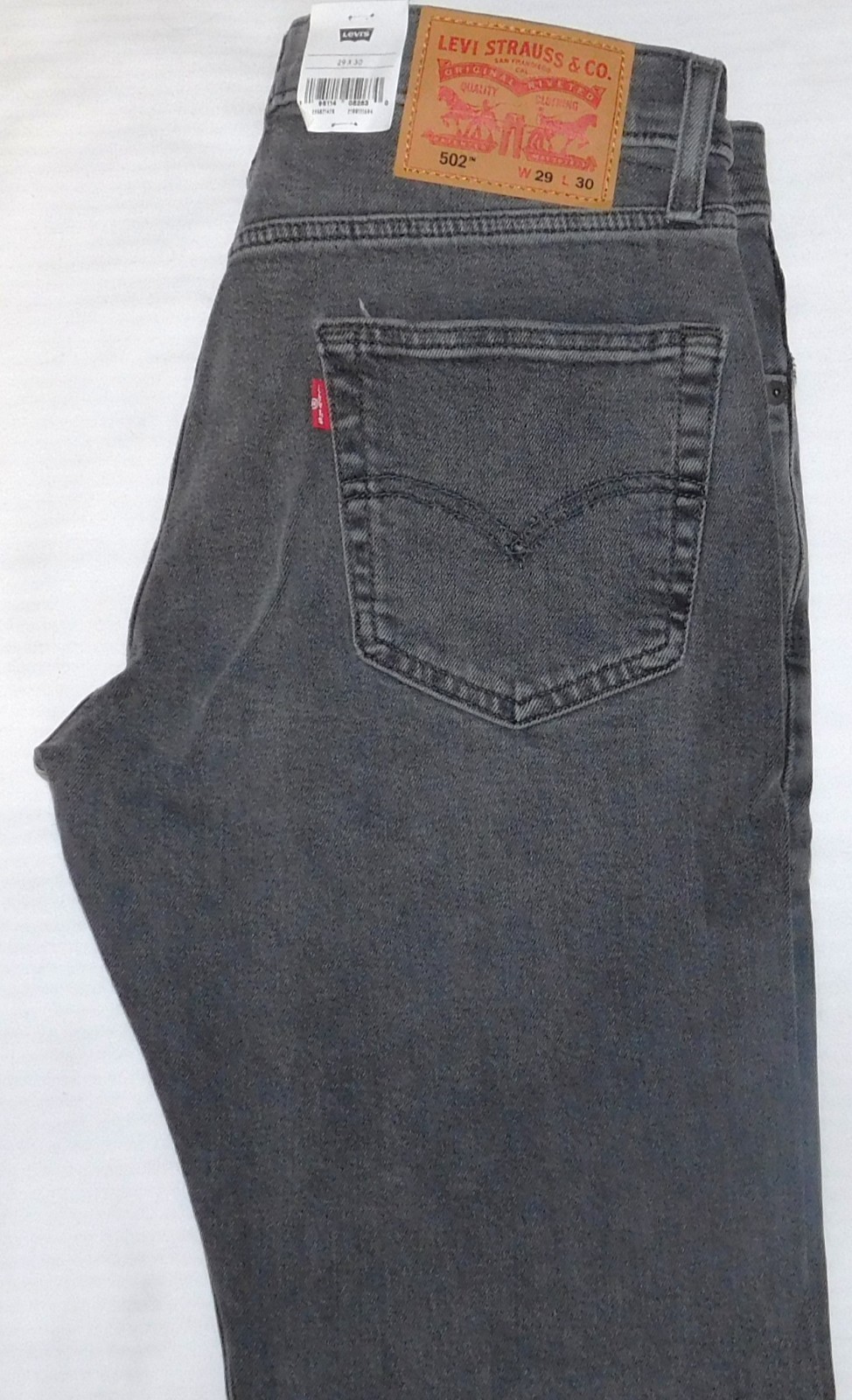 LEVIS 502 Taper Jeans Stretch Flex Eco Midrise Regular Through Thigh $75 Grey