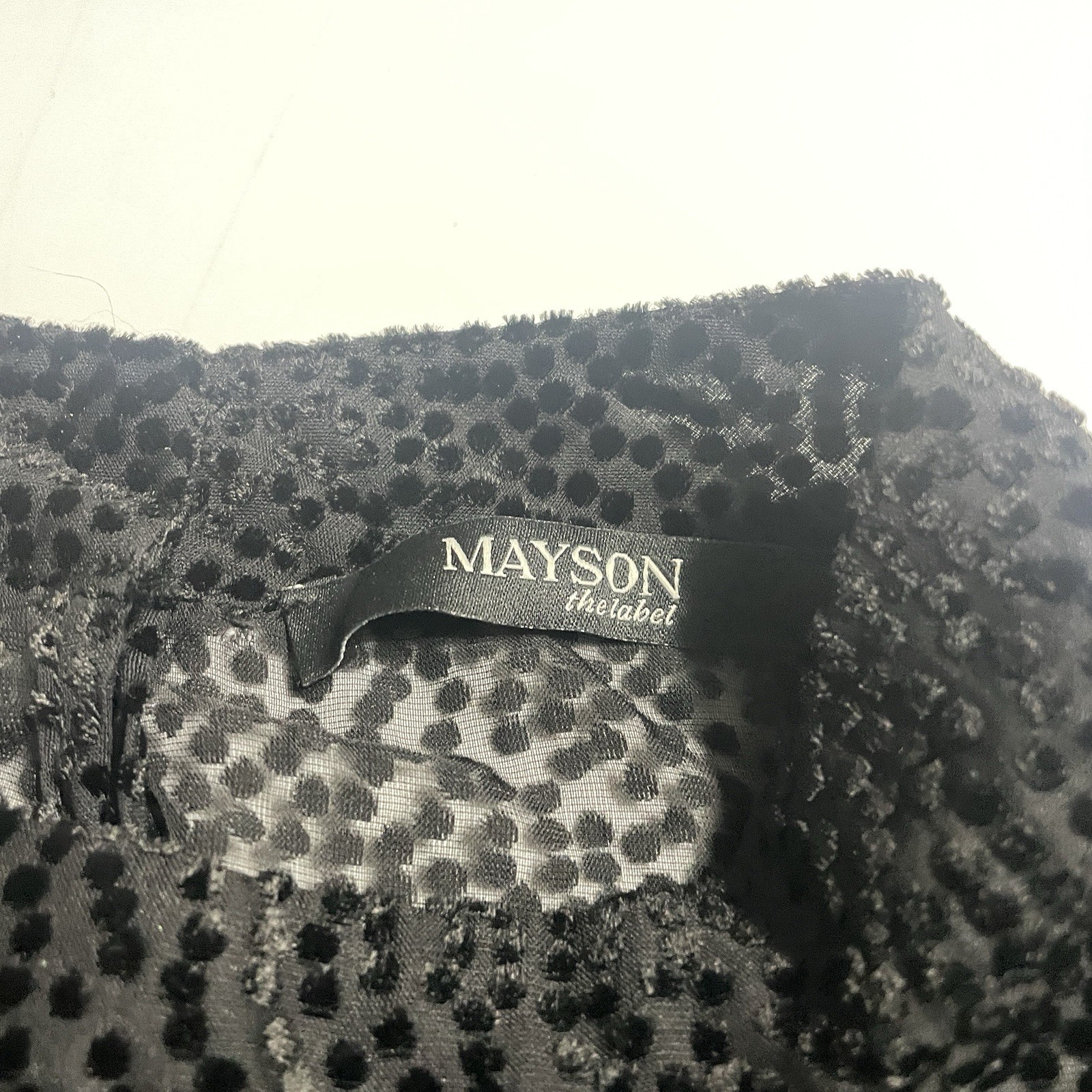 Mayson the Label womens black Short sleeve Blouse Shirt Top Nylon sheer Sz M
