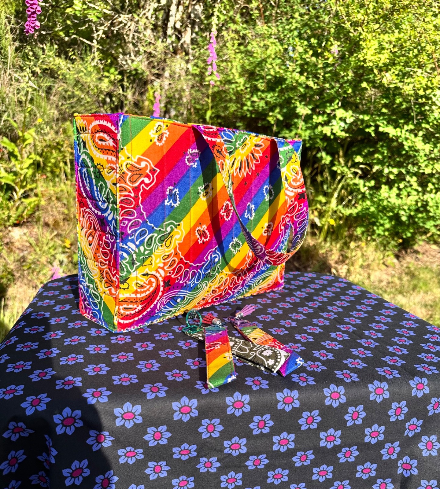 Handmade Rainbow 🌈 zip up handbag