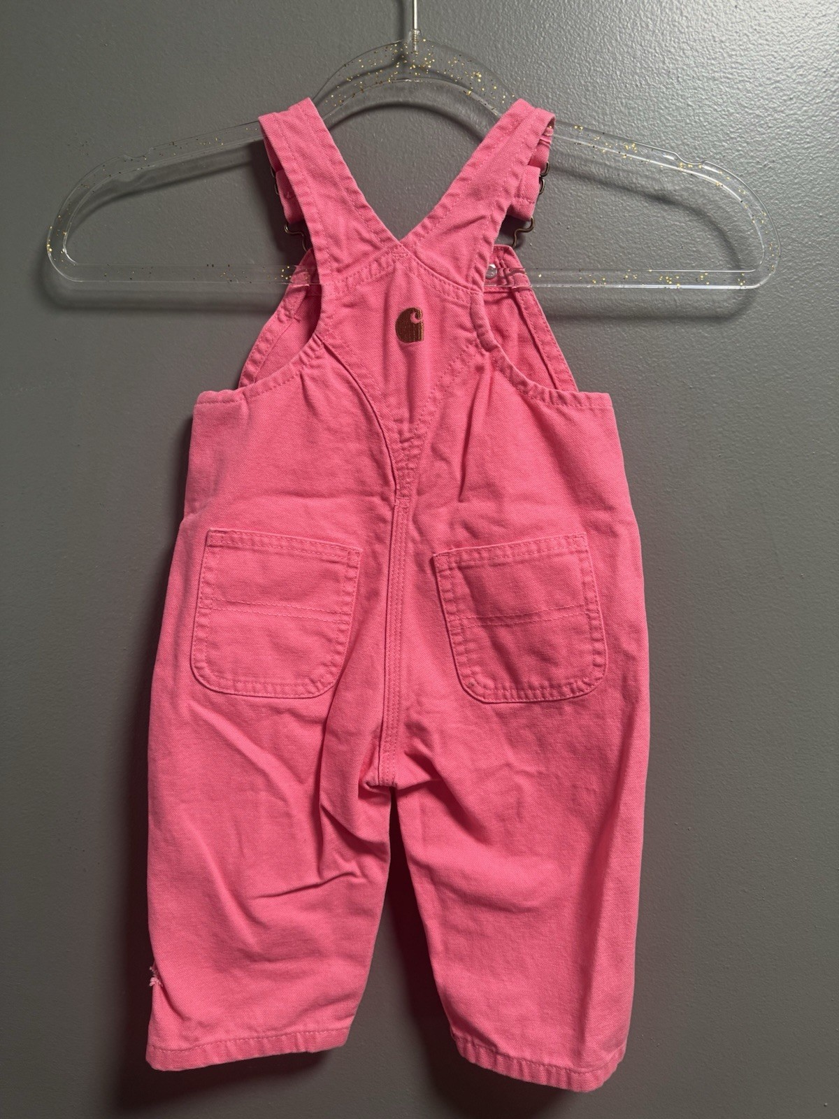 Carhartt Girls Bright Pink 100% Cotton Overalls Size 9M