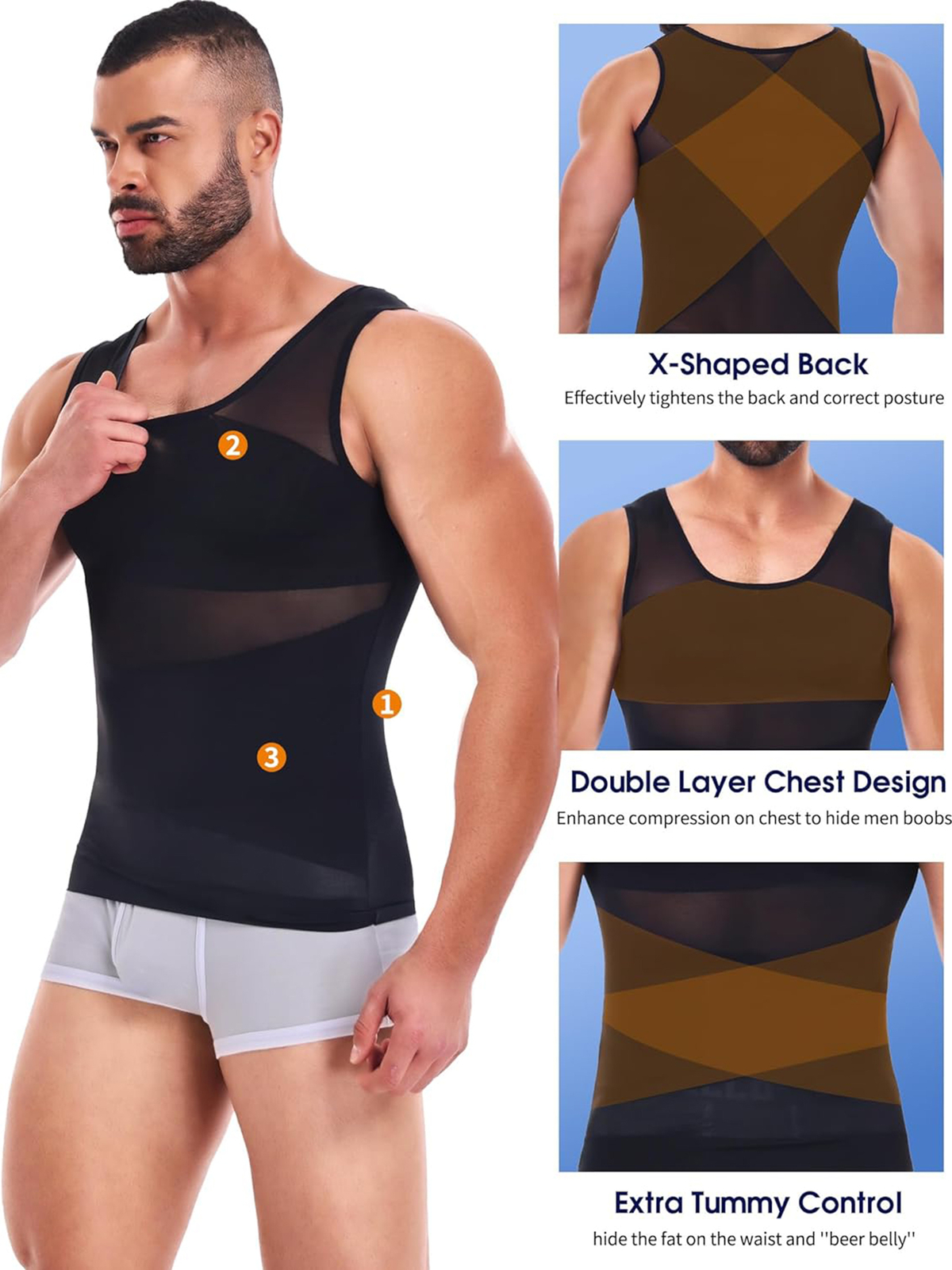 Men Slimming Body Shaper Tank Top Abdomen Gynomastica Compression Vest Shirt Gym