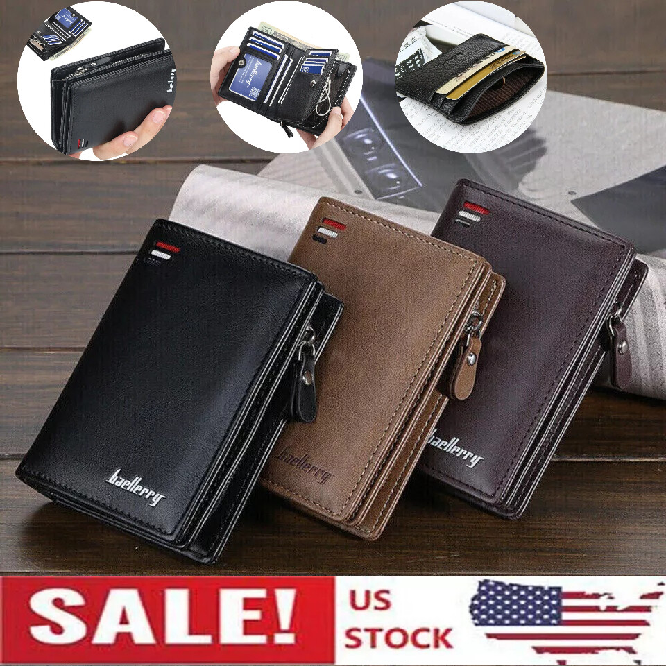 Mens RFID Blocking Leather Wallet Credit Card ID Holder Zipper Purse Waterproof