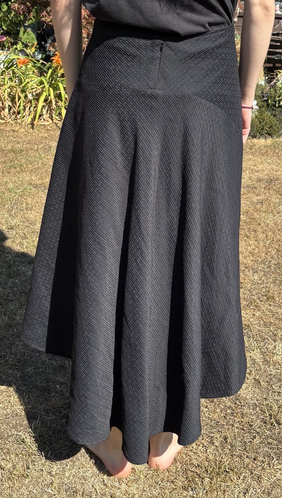 Sally Smith Sydney Skirt Womens Size 8 Textured Wool Mix Hi Low Fully Lined