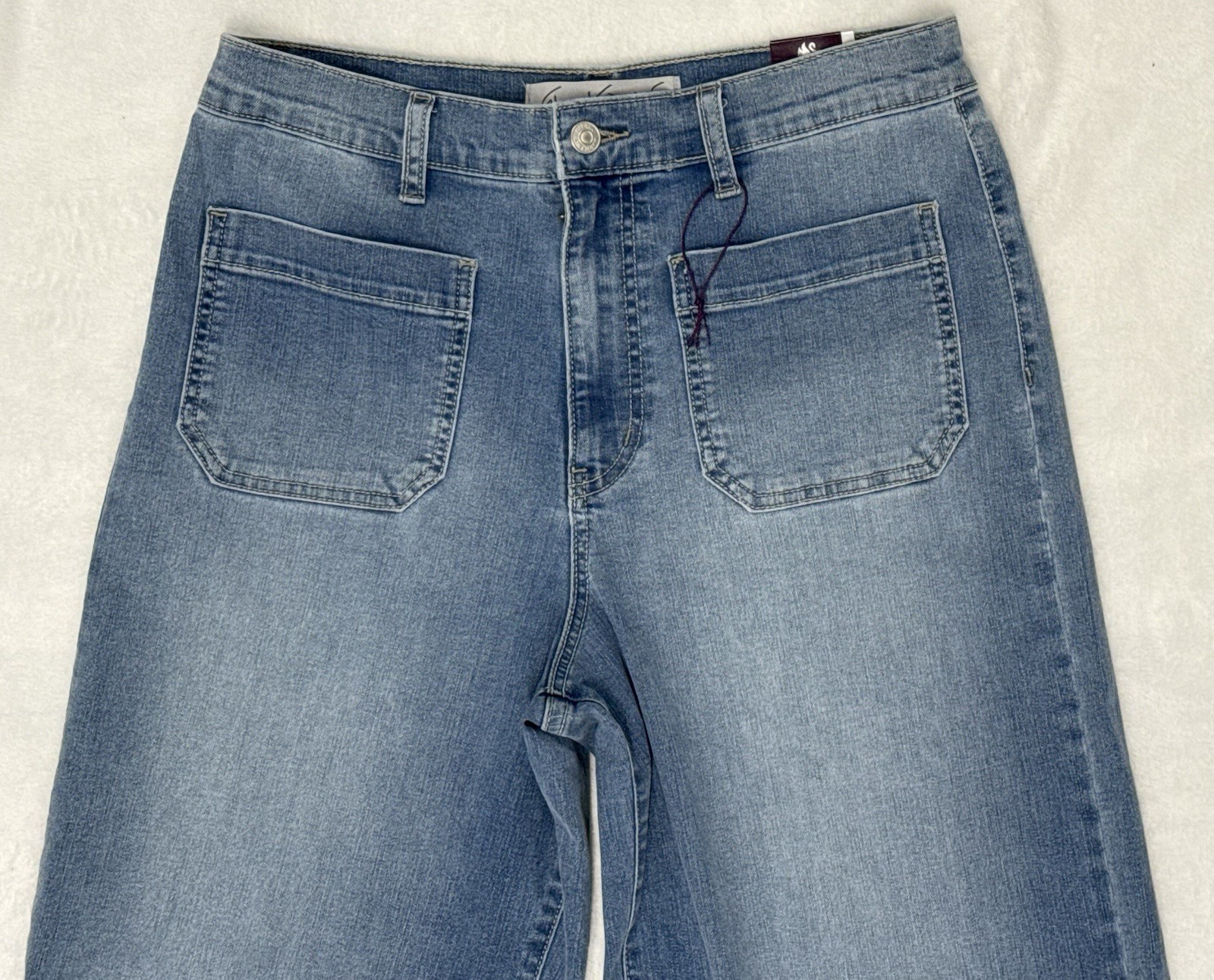 Women’s Gloria Vanderbilt Patch Pocket Wide Leg Jeans Light Wash Size 8 NWT
